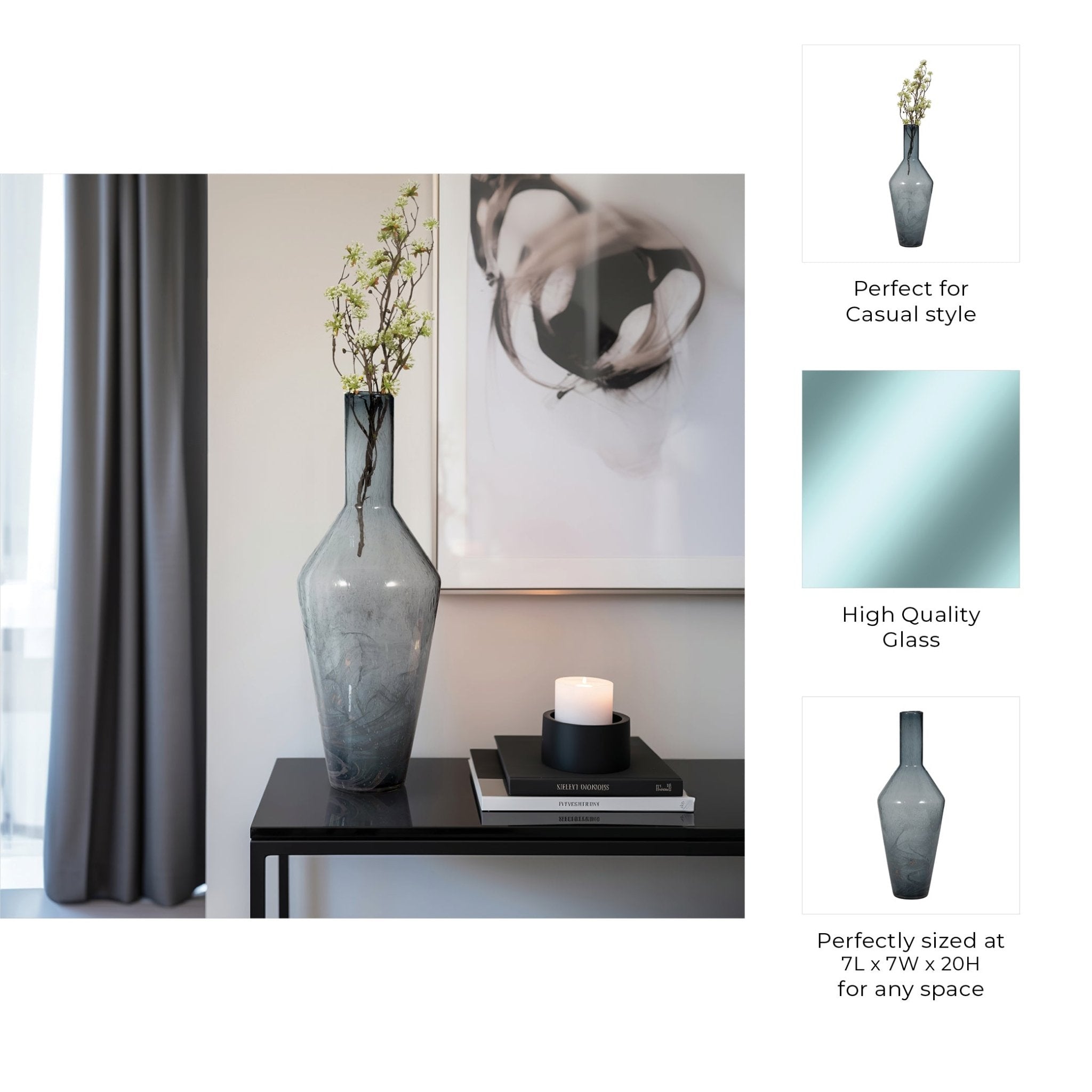 ABIGAIL BLUE SWIRL GLASS VASE Vases and Jars| Sagebrook Home