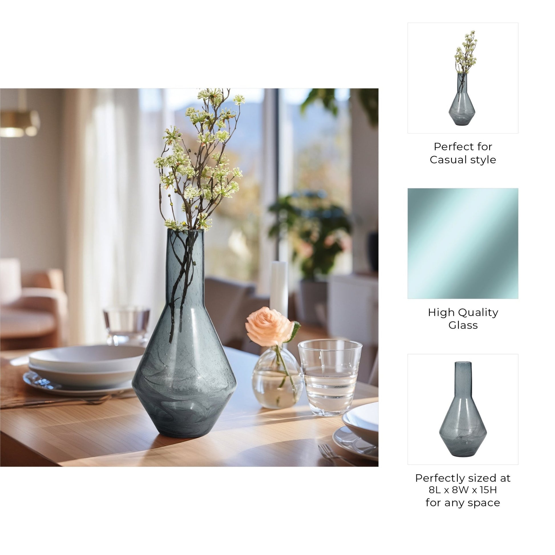 ABIGAIL BLUE SWIRL GLASS VASE Vases and Jars| Sagebrook Home