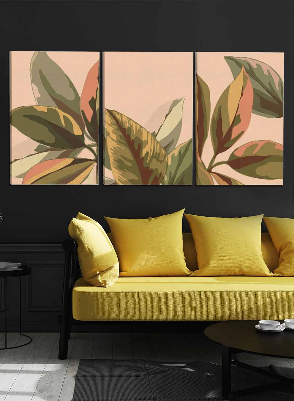 Abstract Botanical Leaves Paintings(set of 3) Paintings & Pictures| LOWHA