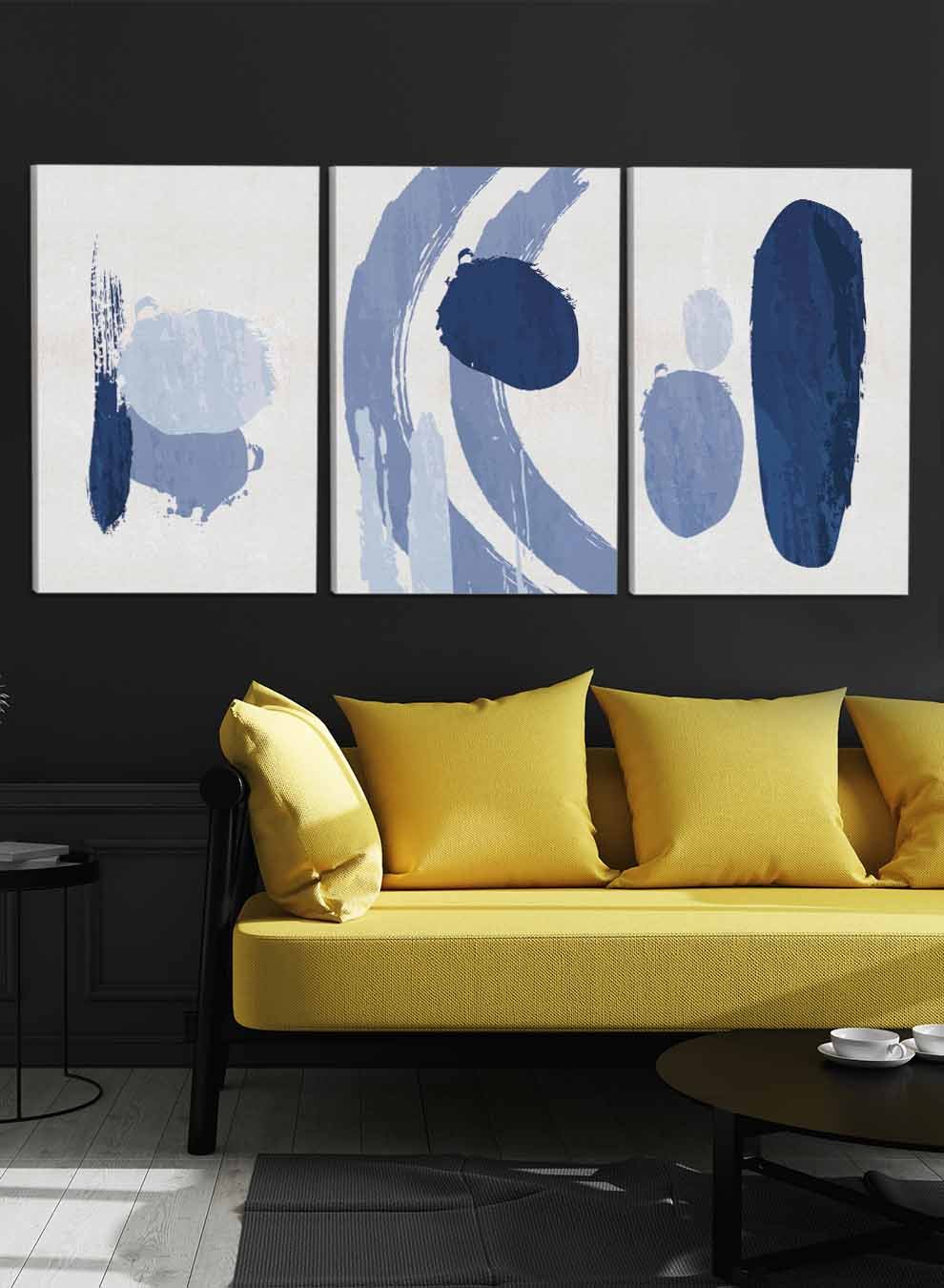 Abstract Brush Hand Drawn Paintings(set of 3) Paintings & Pictures| LOWHA