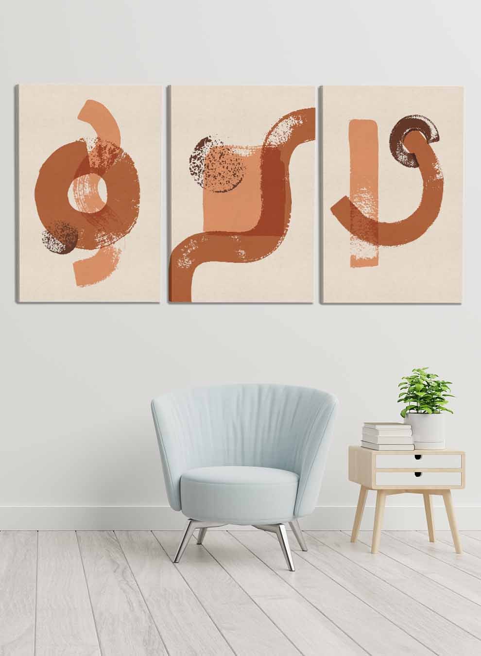Abstract Brush Paintings(set of 3) Paintings & Pictures| LOWHA