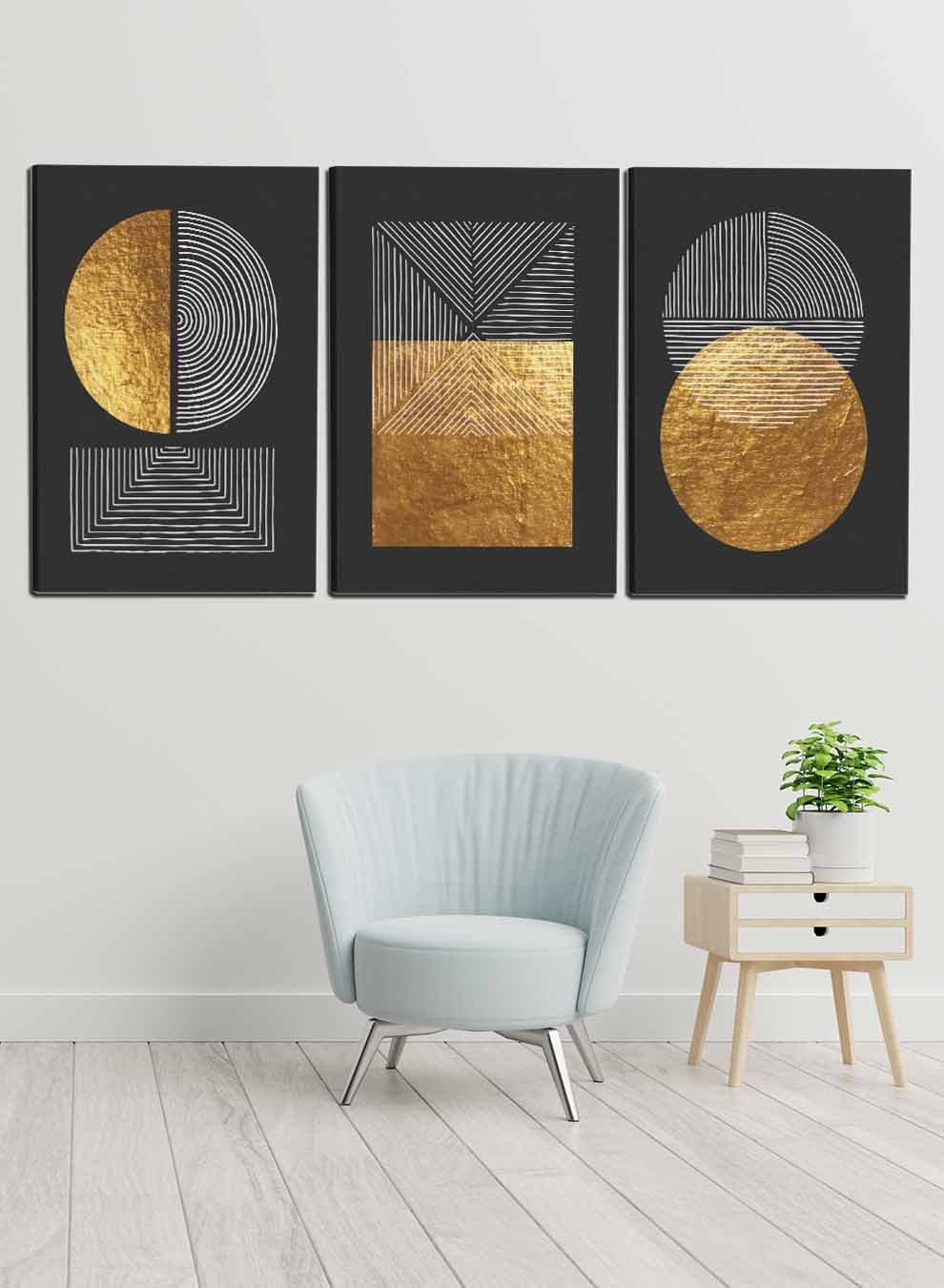 Abstract Circle Squares Paintings(set of 3) Paintings & Pictures| LOWHA