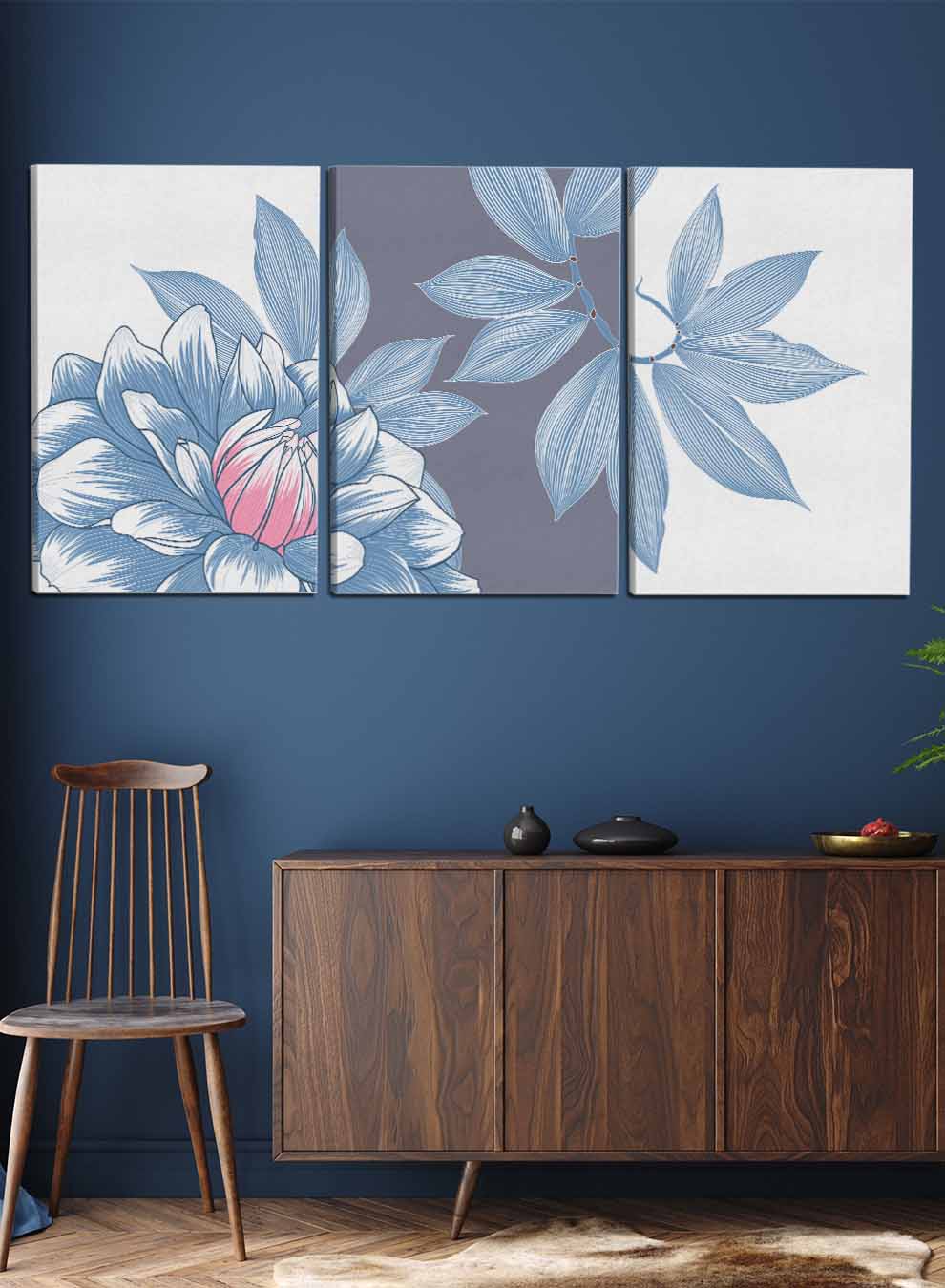 Abstract Dahlia Flowers Paintings(set of 3) Paintings & Pictures| LOWHA