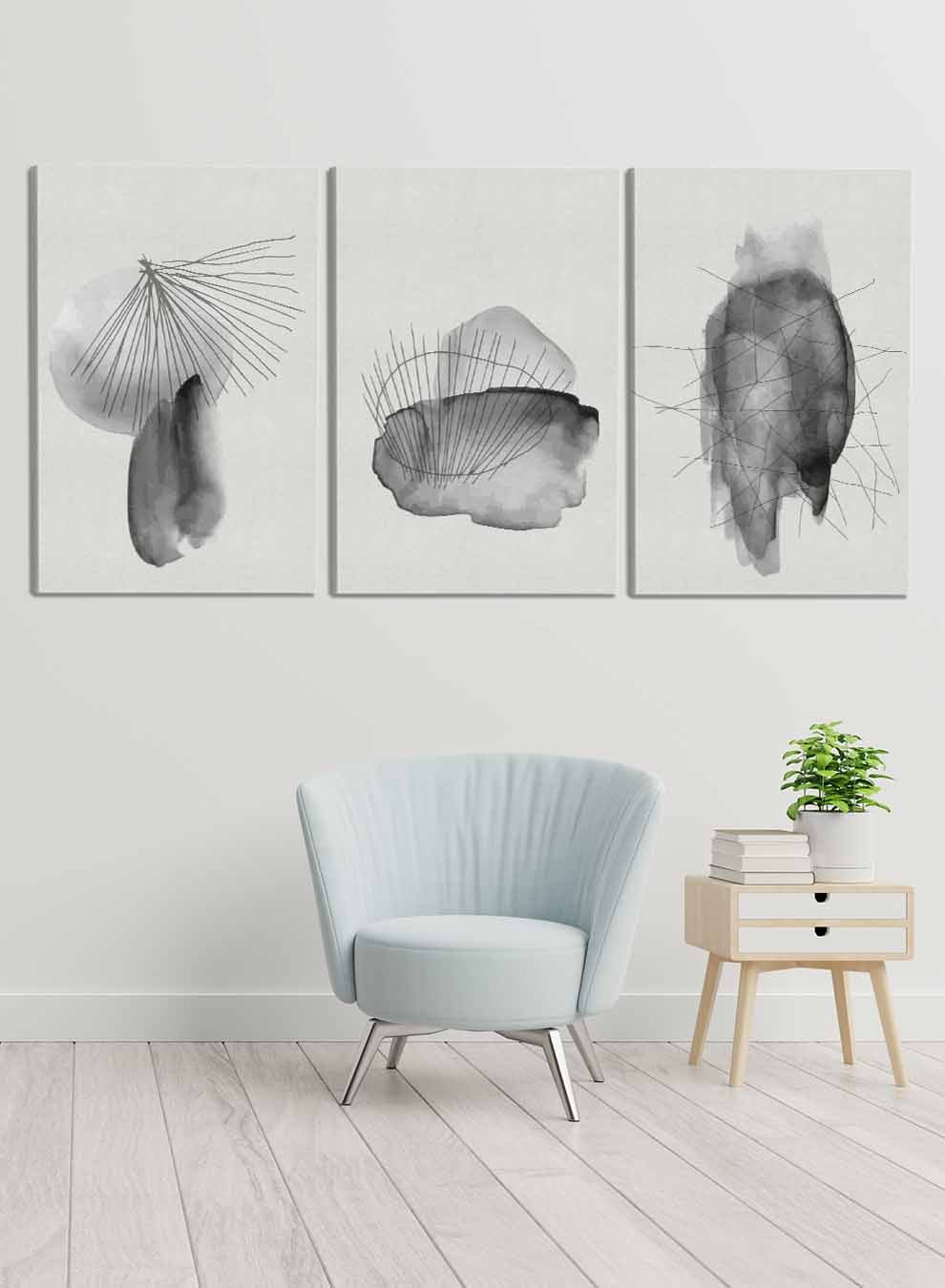 Abstract Hand Painted Paintings(set of 3) Paintings & Pictures| LOWHA