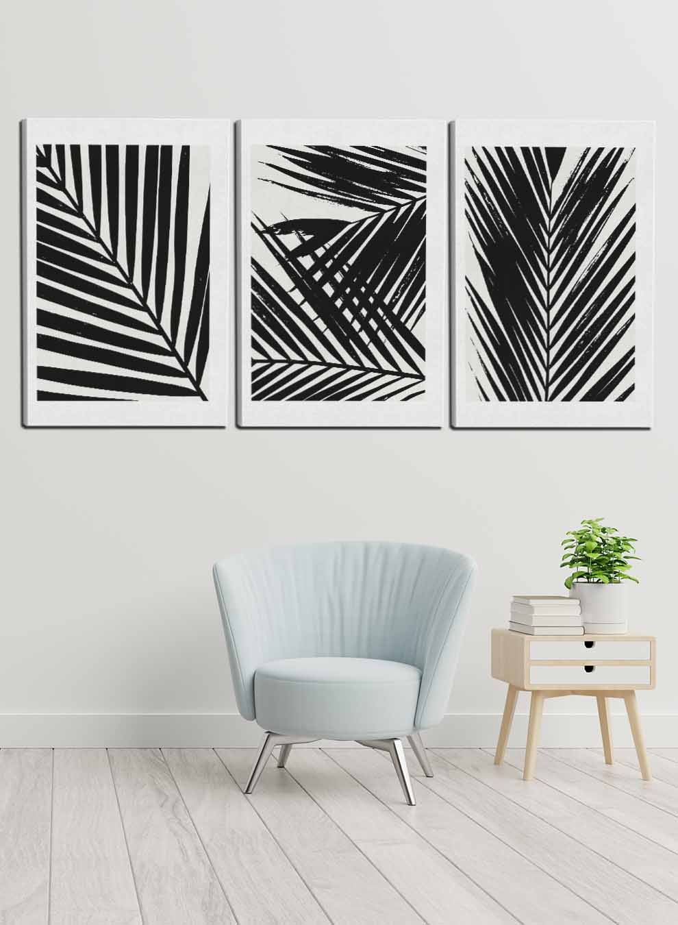 Abstract Palm Leaves Paintings(set of 3) Paintings & Pictures| LOWHA