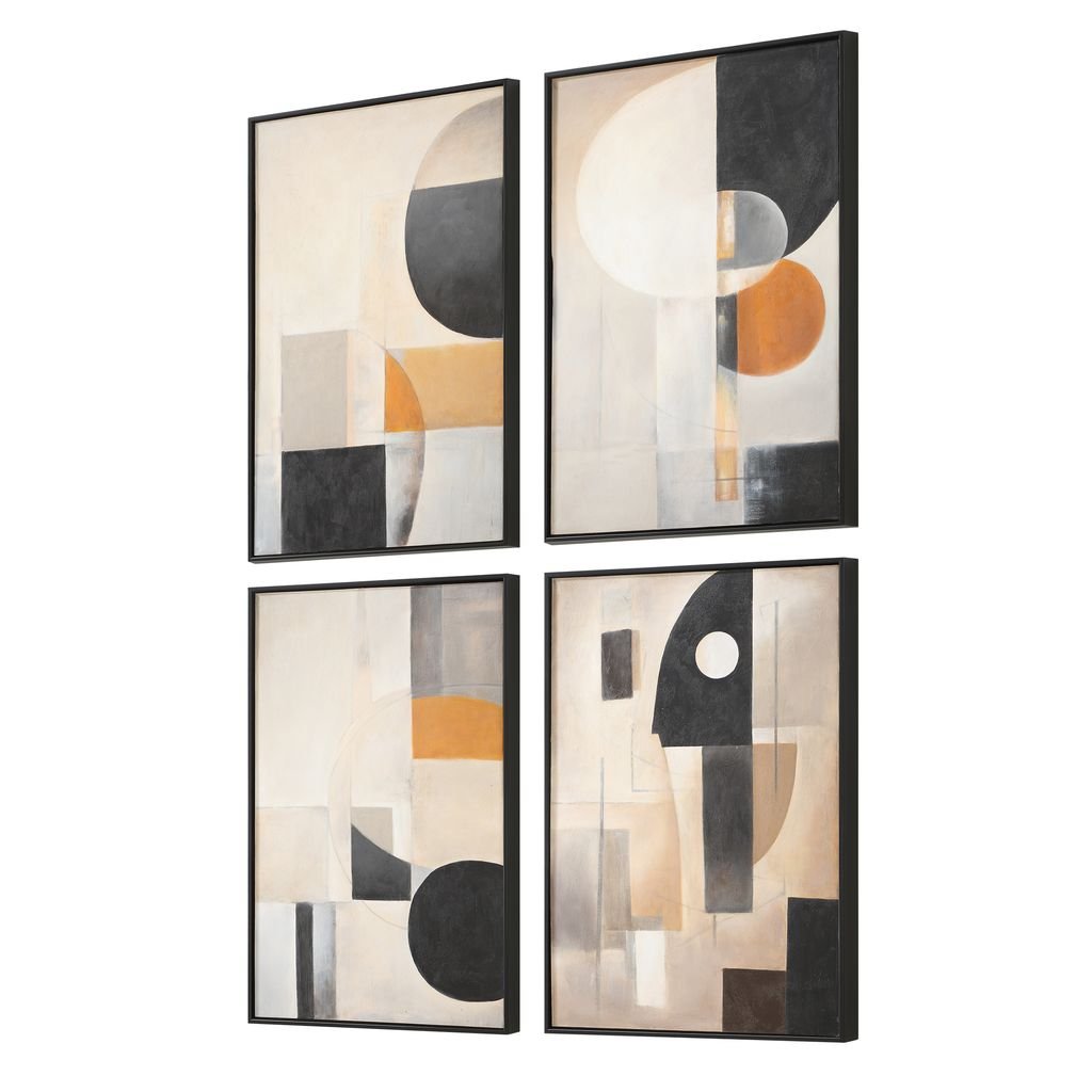 ABSTRACT SHAPES Hand Painted Canvas S/4 Wall Art| Uttermost