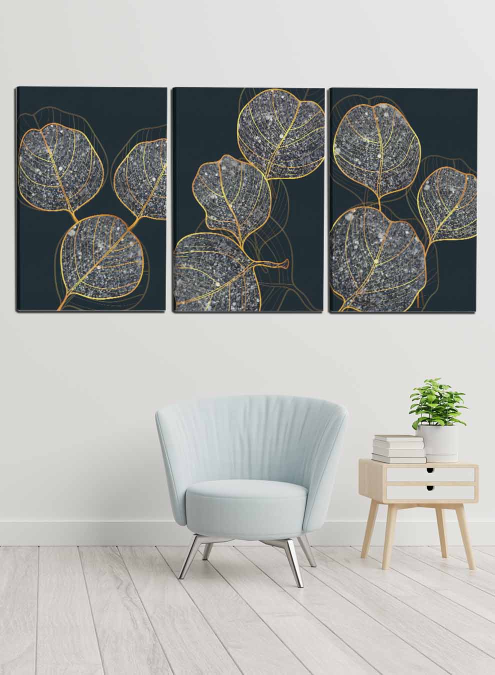 Abstract Shiny Tropical Leaves Paintings(set of 3) Paintings & Pictures| LOWHA
