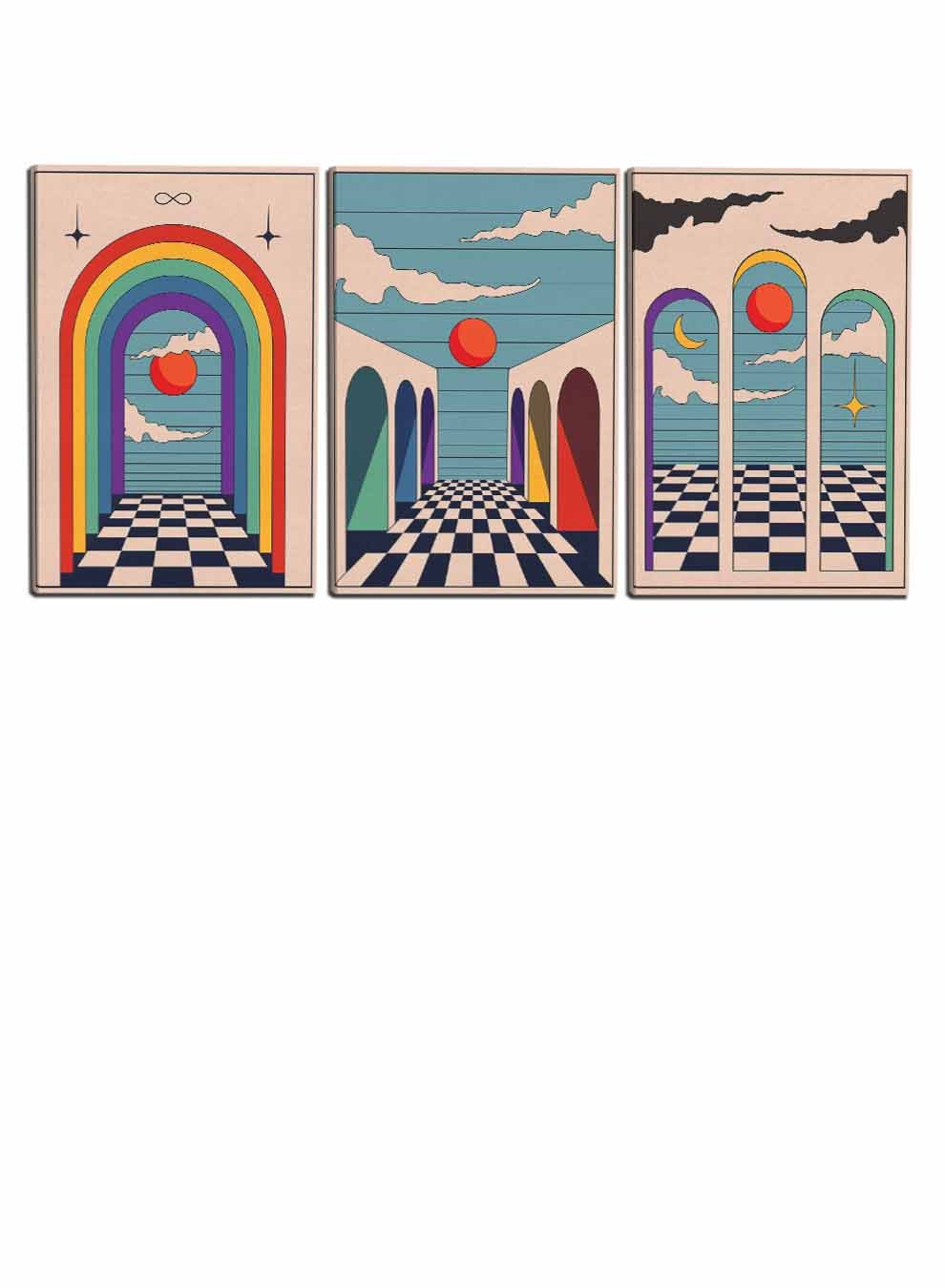 Abstract Vintage Boho Paintings(set of 3) Paintings & Pictures| LOWHA