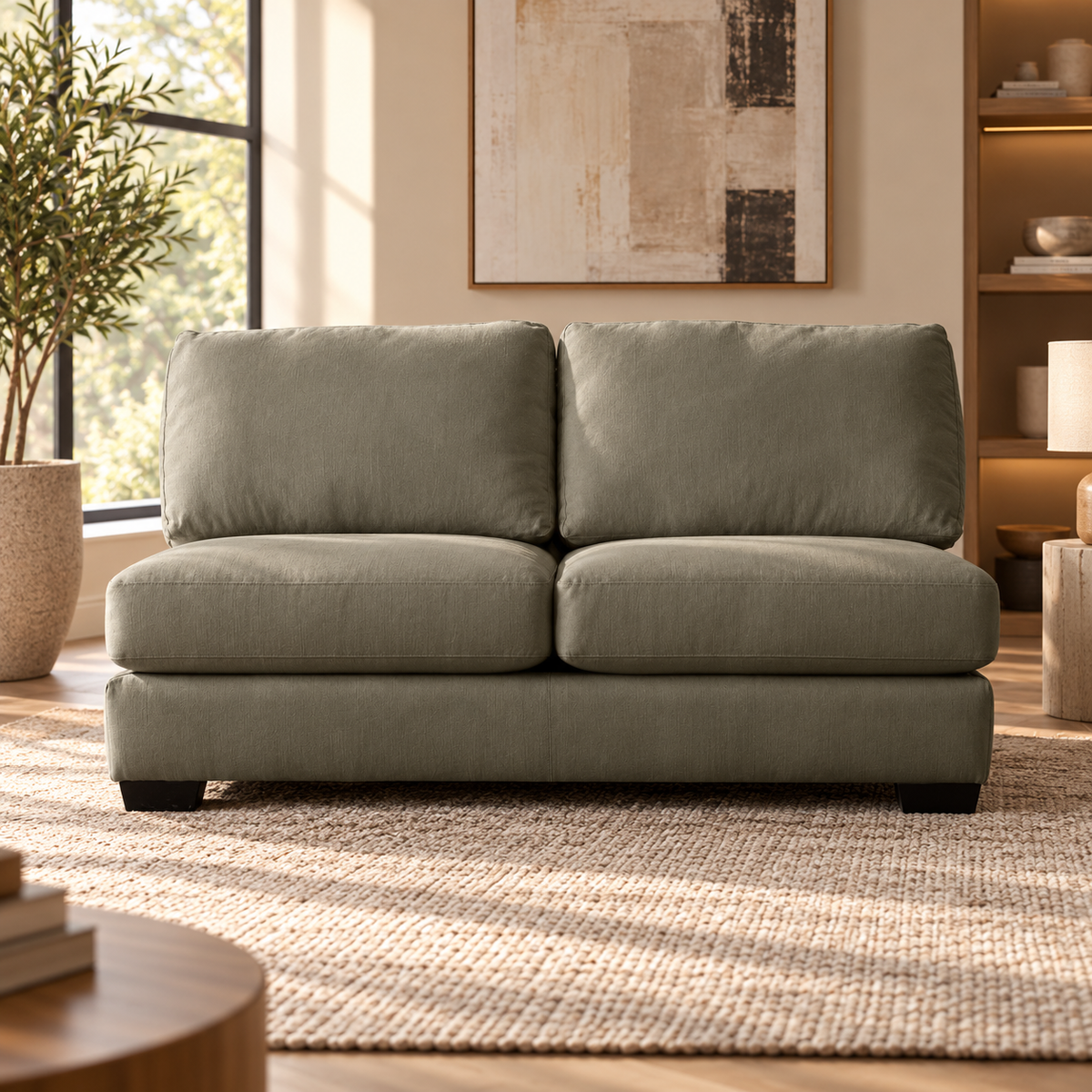 Scott Armless Loveseat - Rosy Brown
