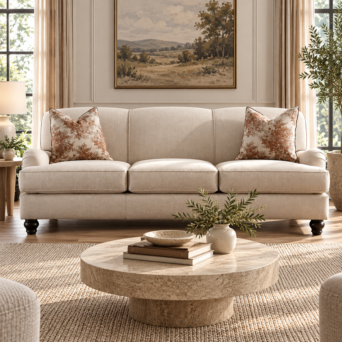 Pastel Pattern Sofa (215cm) - Orange