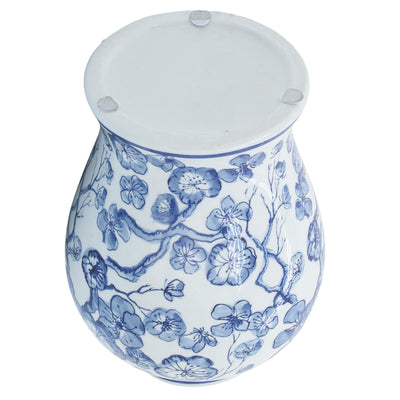 14 TEMPLE JAR W/ HIBISCUS, BLUE & WHITE