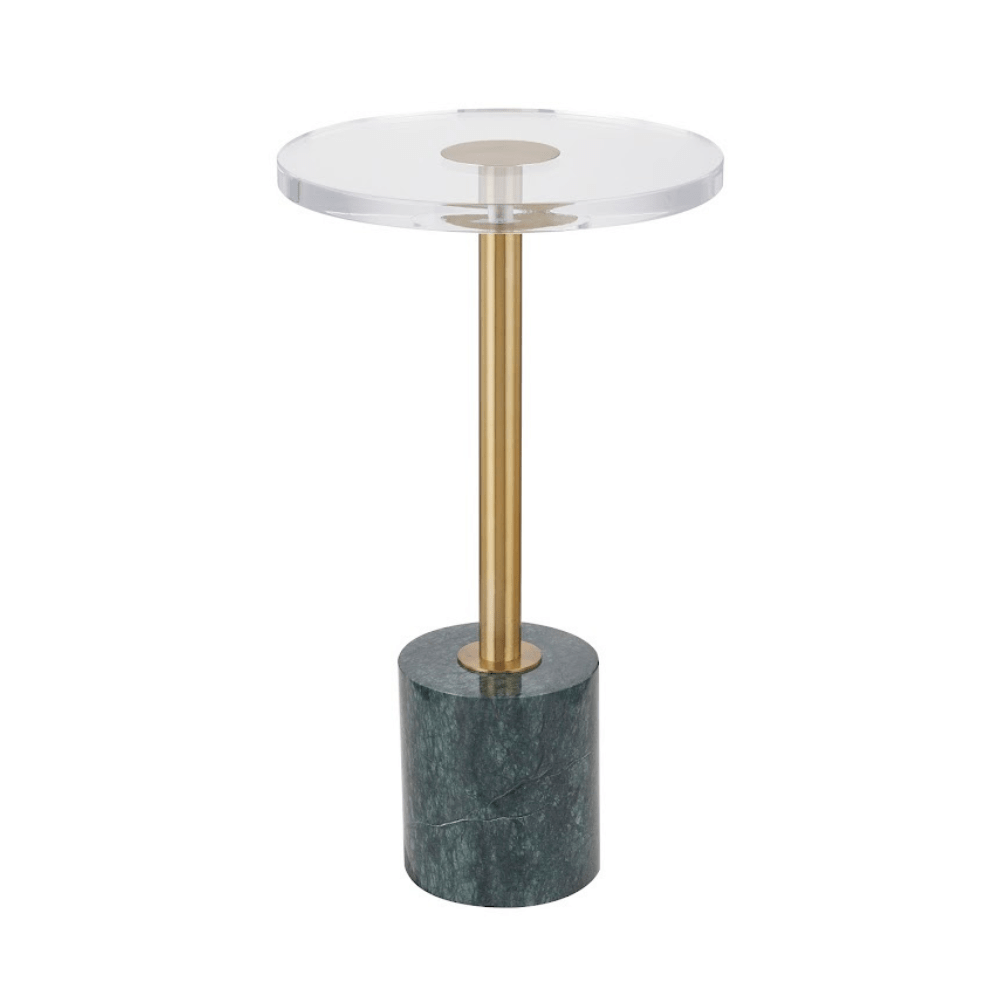 Acrylic Accent table with white marble base - Dim Gray