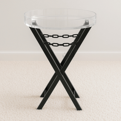 Acrylic Service Table with Black Iron Base - Al Rugaib Furniture