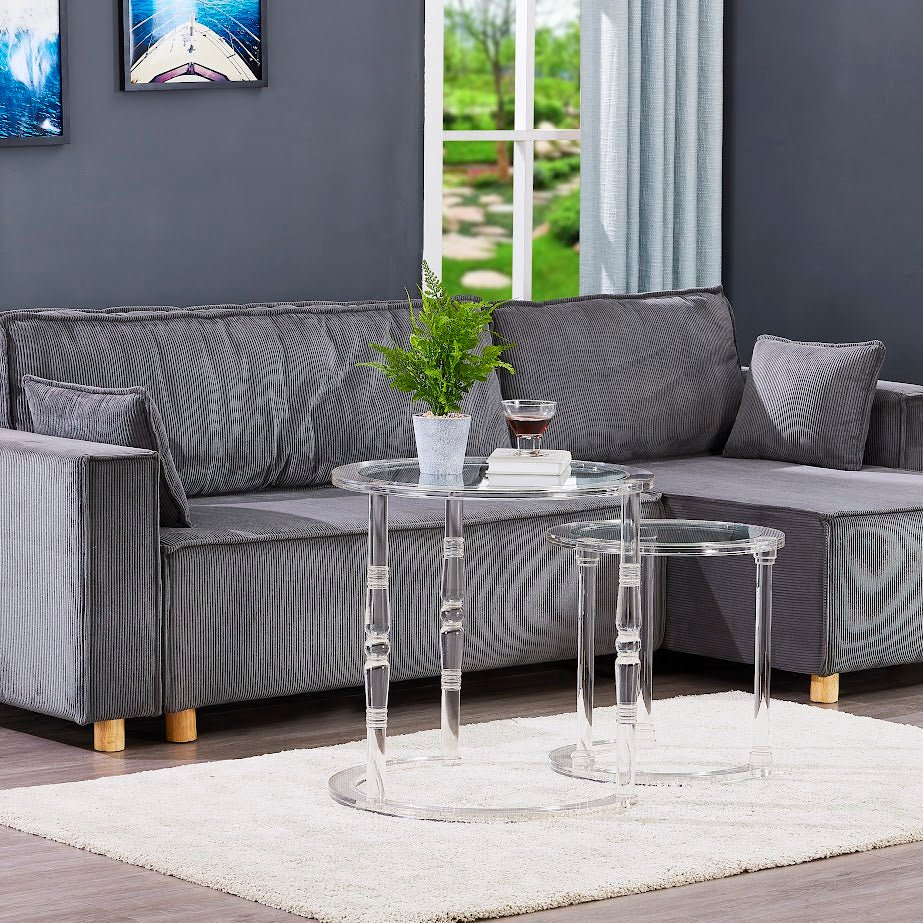 Acrylic side table sets YM-F0355-L/S Table Decors| Roots Furniture