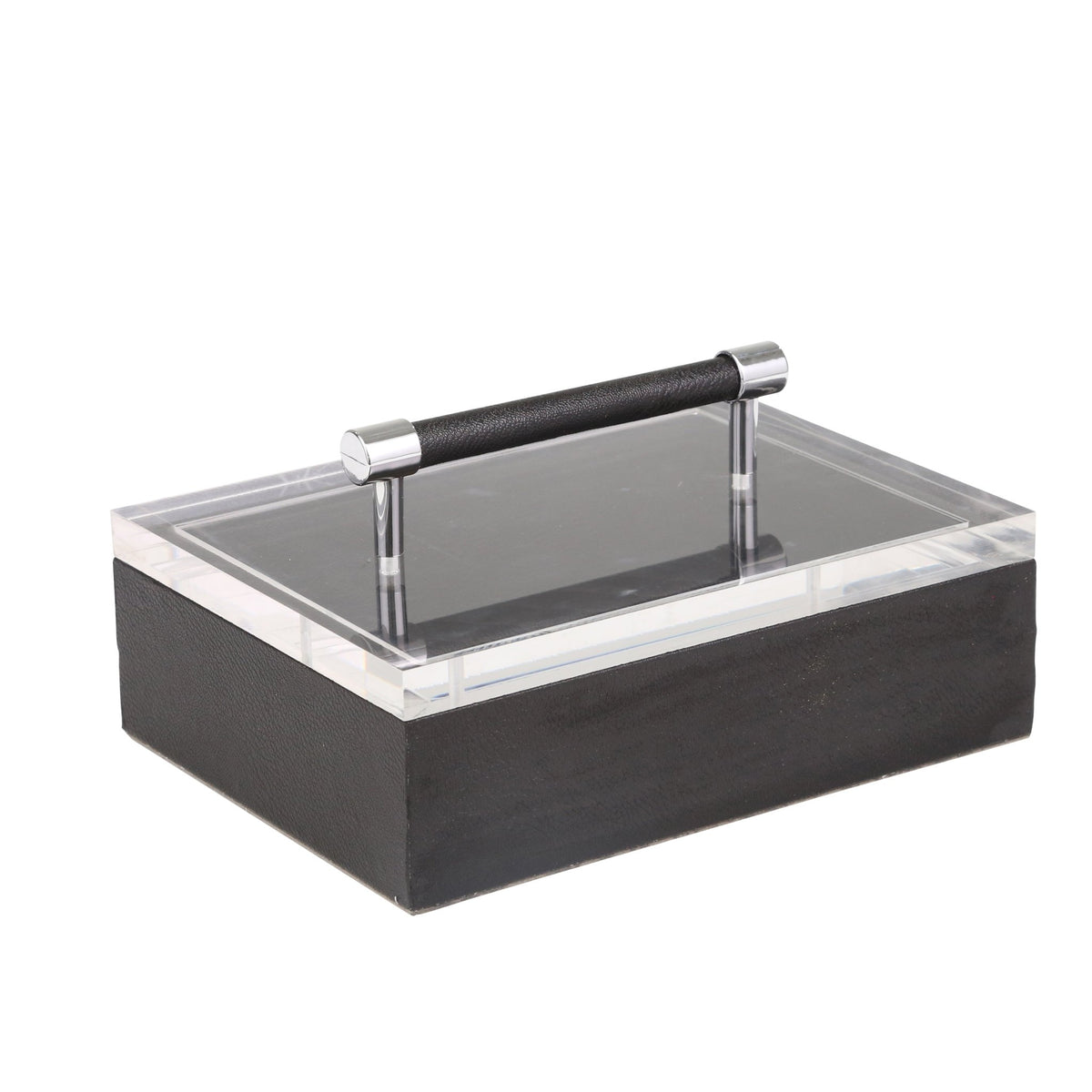 ACRYLIC TOP 10" STORAGE BOX, BLACK Box| Sagebrook Home