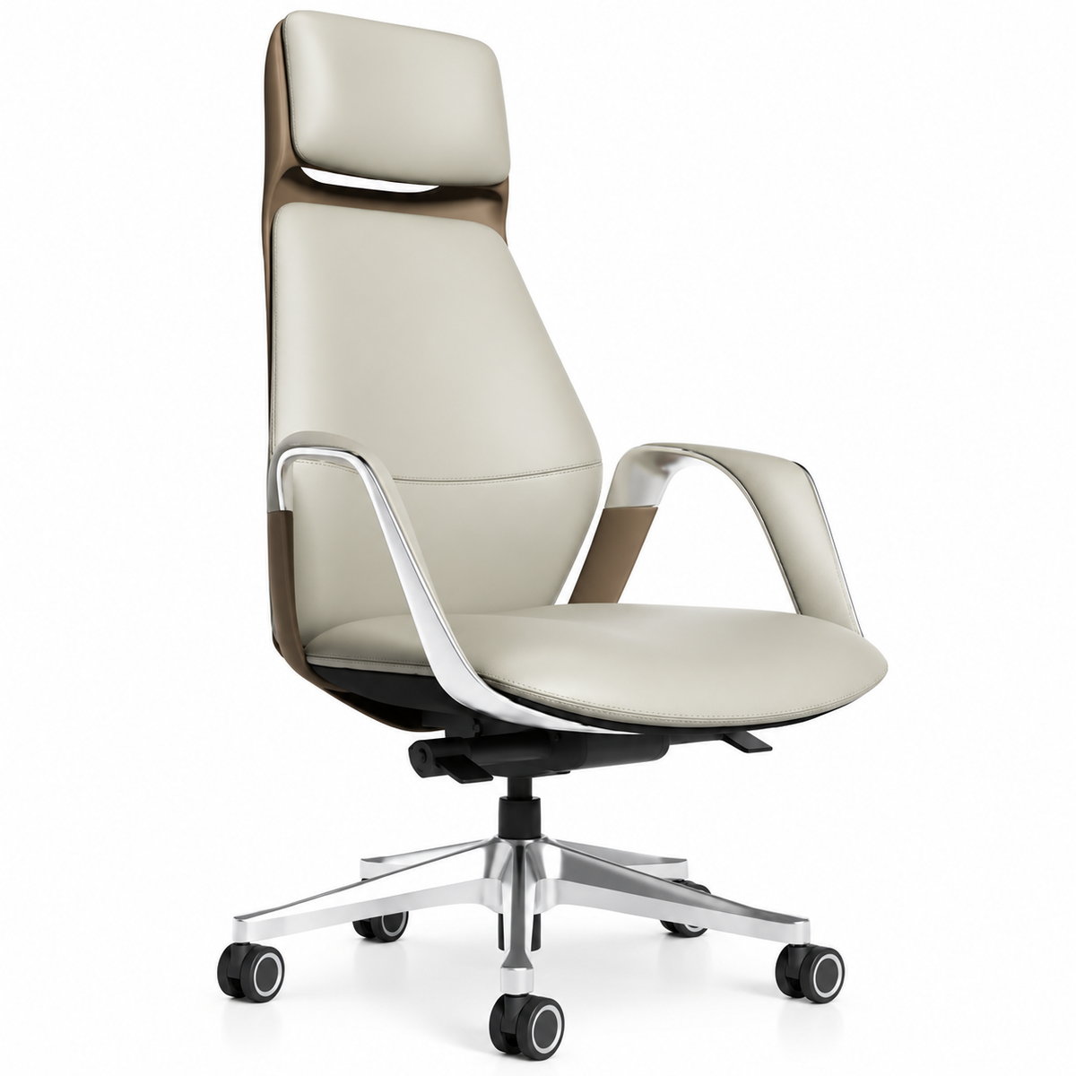 High back chair Cream Brown