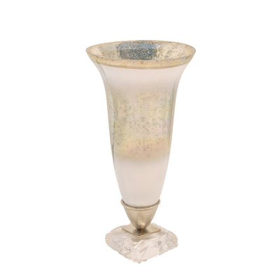مزهرية زجاجية بقاعدة أكريليك، فضية KD GLASS VASE W/ ACRYLIC BASE, SILVER KD