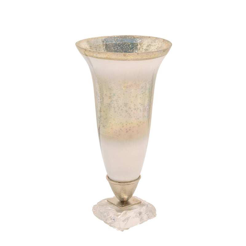 مزهرية زجاجية بقاعدة أكريليك، فضية KD GLASS VASE W/ ACRYLIC BASE, SILVER KD