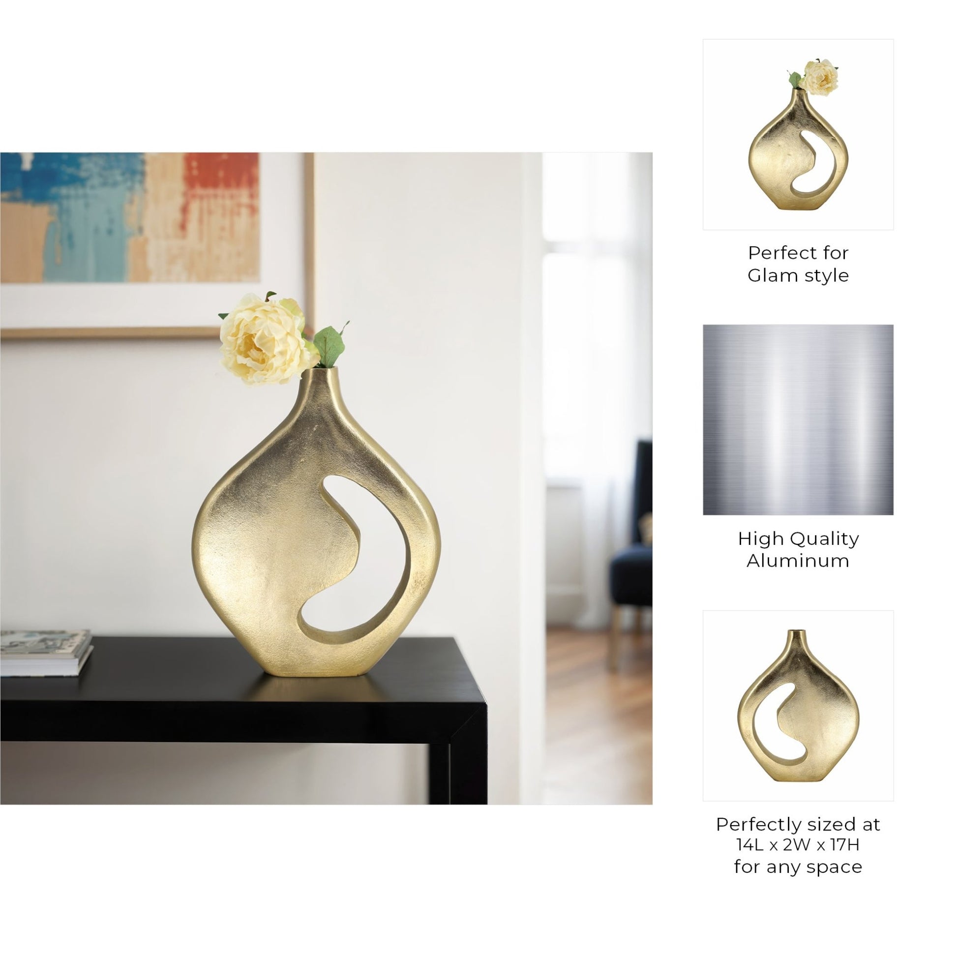 Adair Champagne Metal Vase Vases and Jars| Sagebrook Home