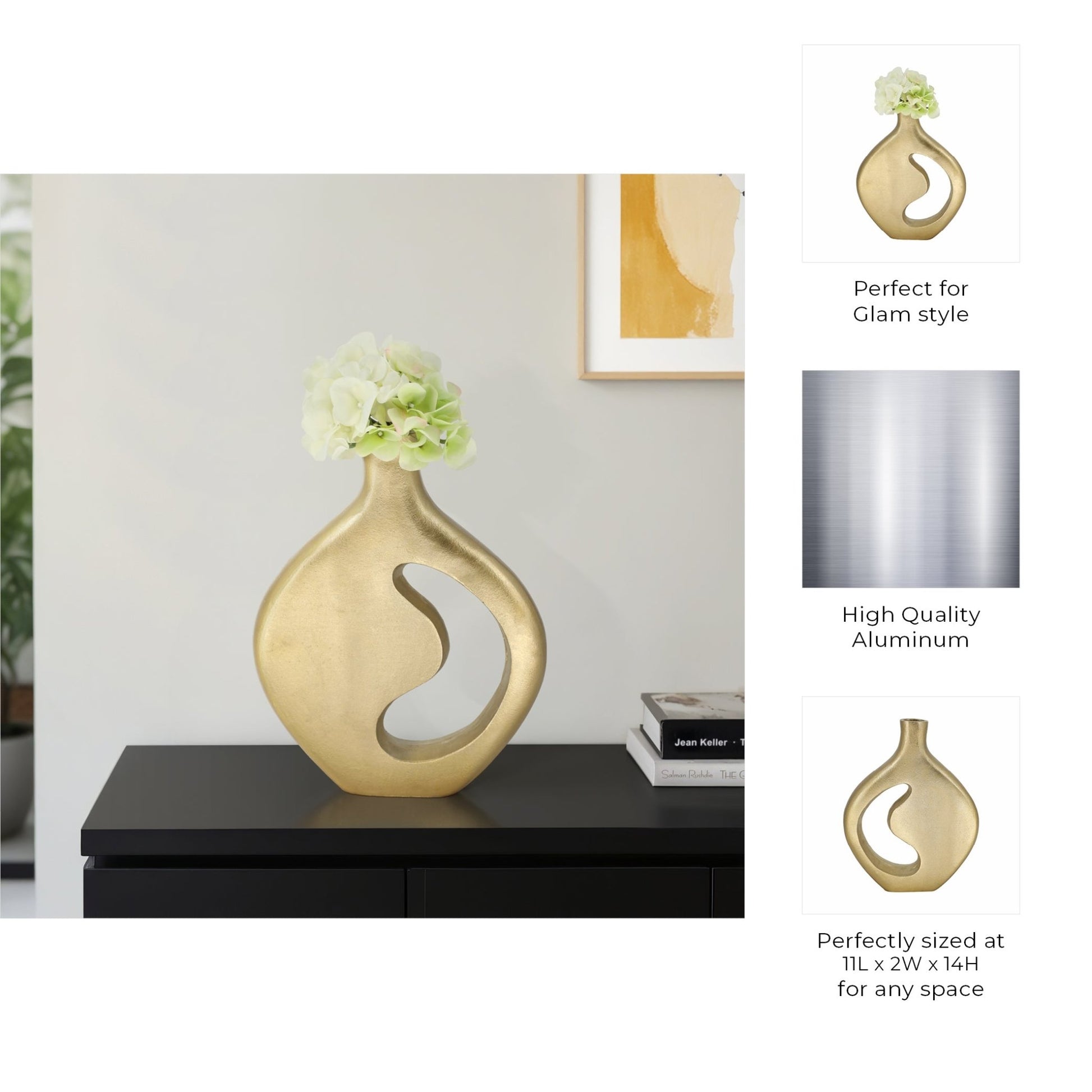 Adair Champagne Metal Vase Vases and Jars| Sagebrook Home