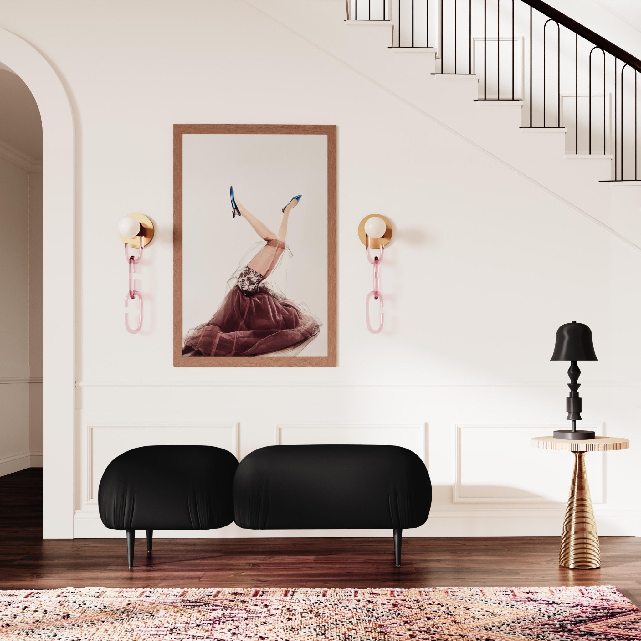 Adalynn Black Vegan Leather Bench Benches| TOV