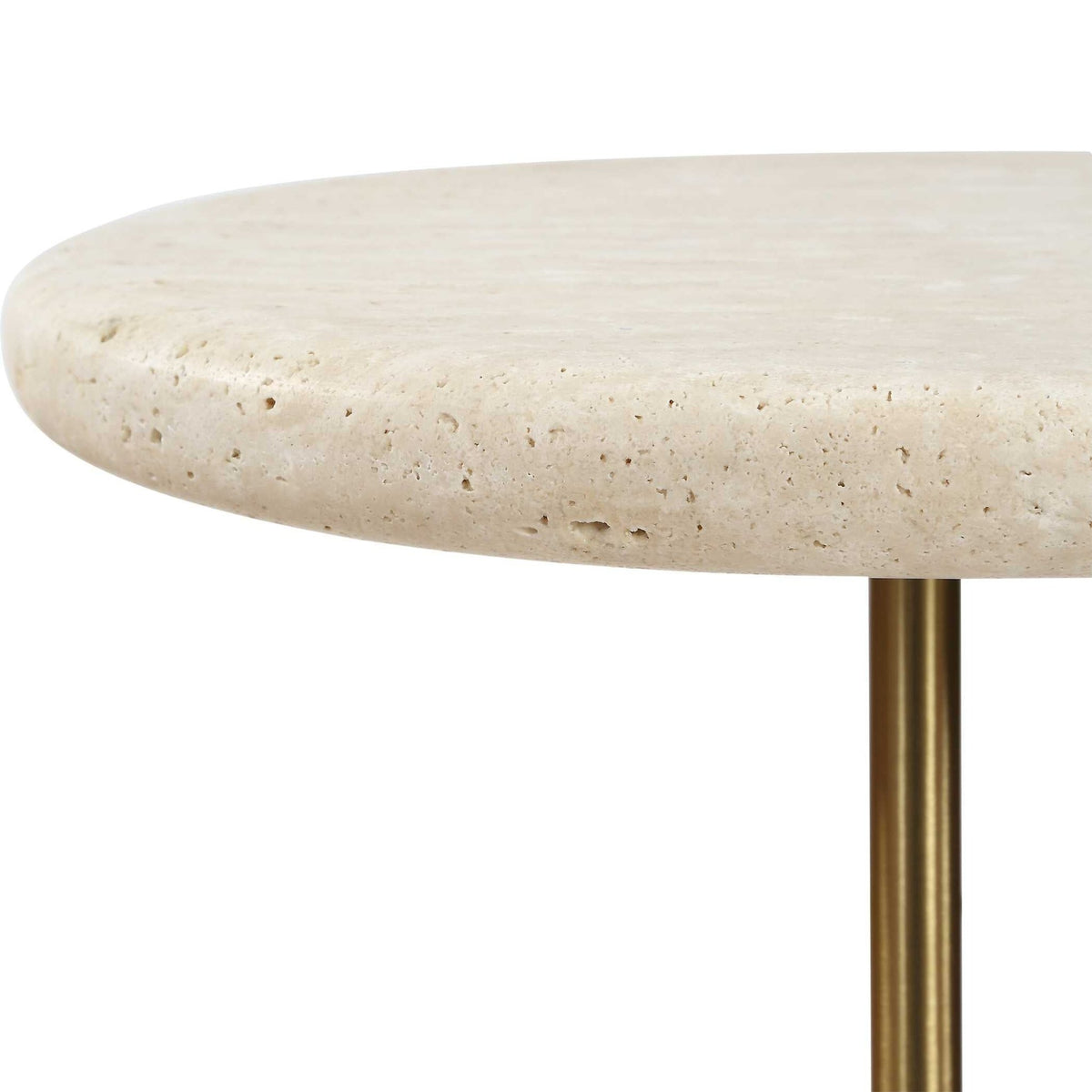 Adames Travertine Drink Table Accent & End Tables| Uttermost