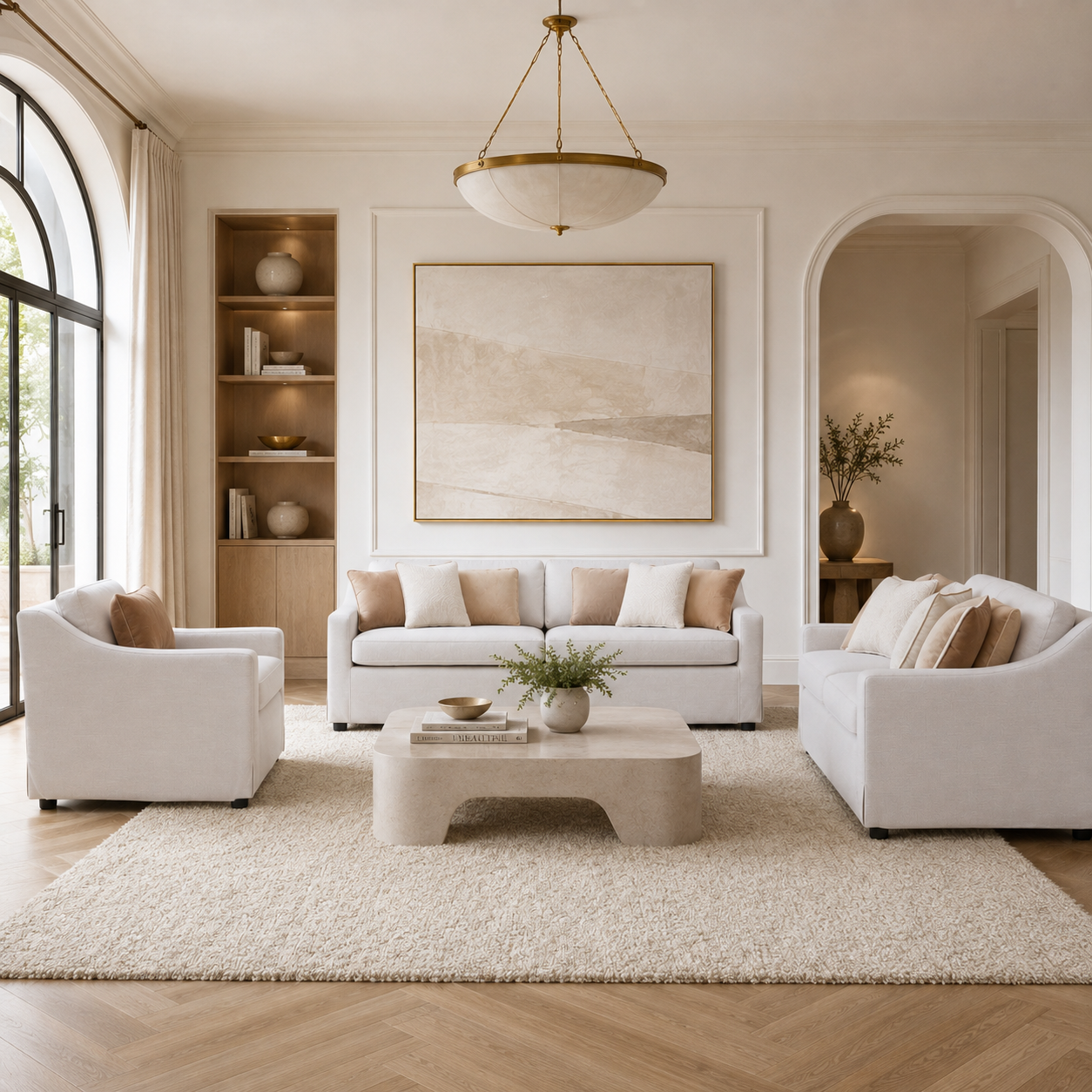 Astra Skirted Living Room (Sofa + Loveseat + Chair)