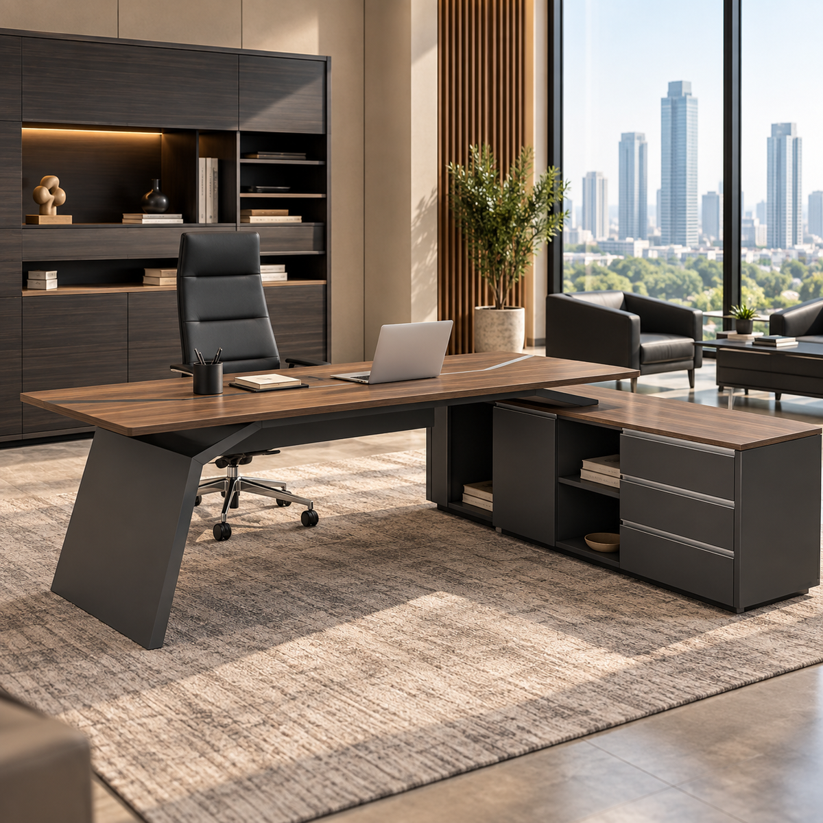 L Shaped Table - Veneer Right Hand