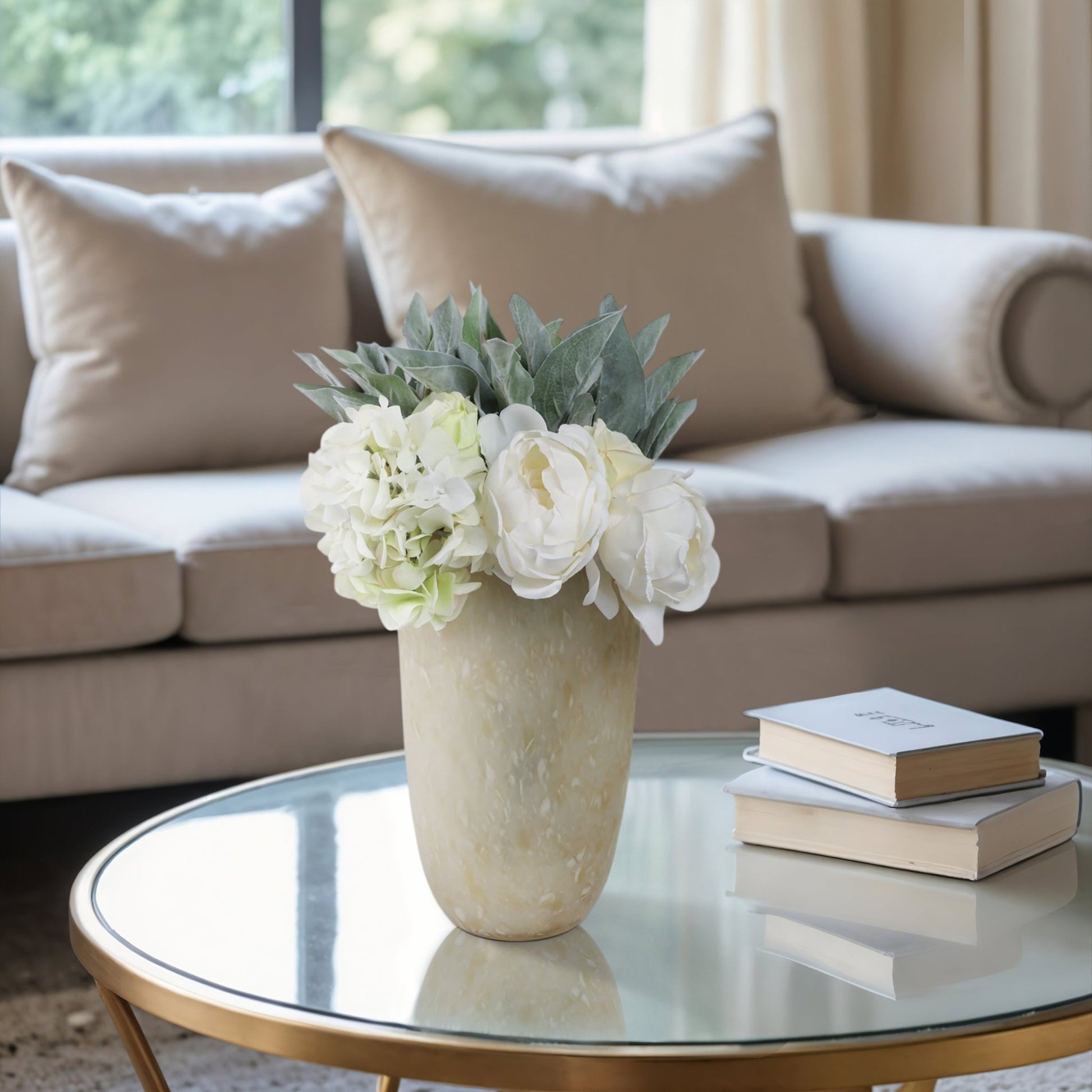 ADDIS&DURBAN GREEN/CREAM GLASS VASE Vases and Jars| Sagebrook Home