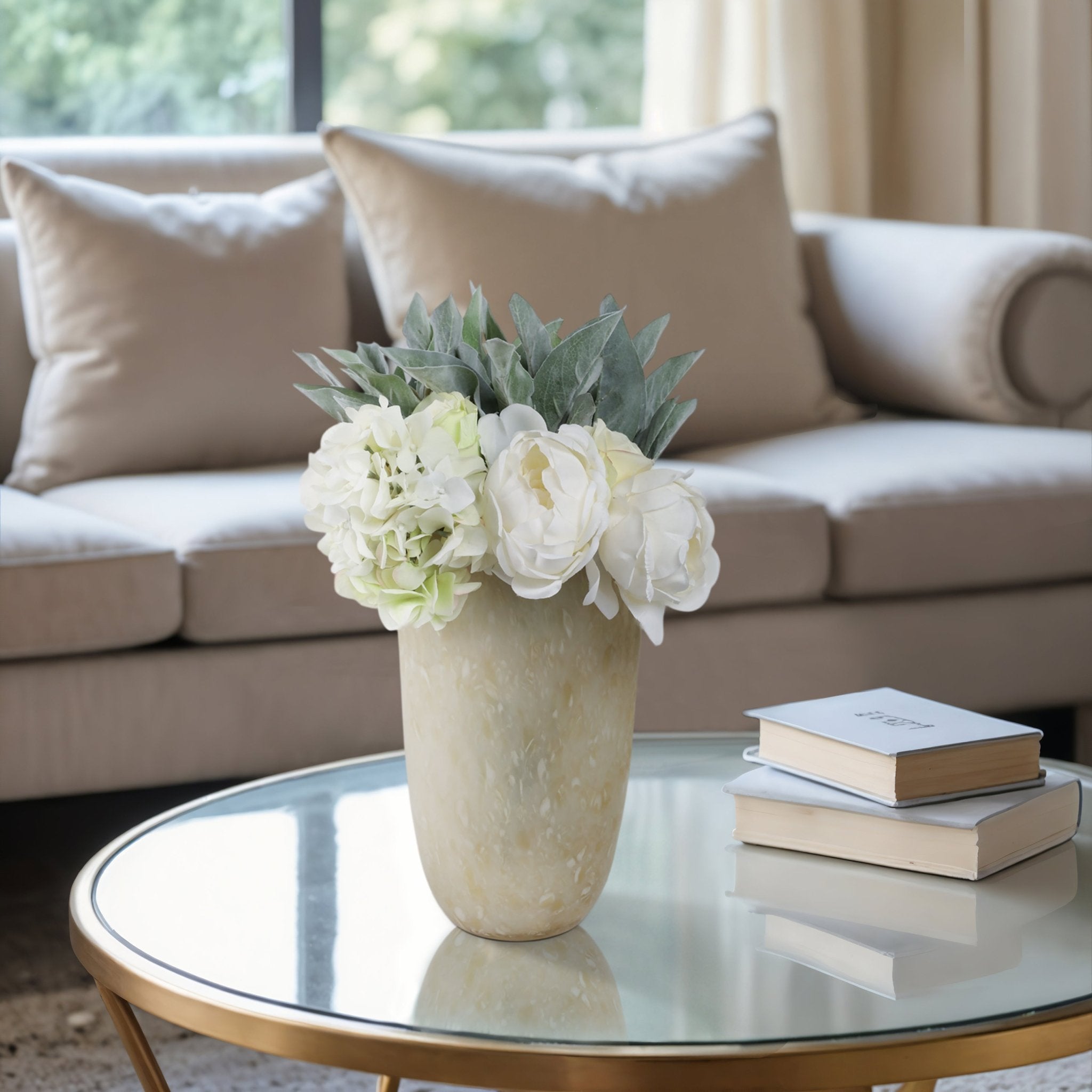 ADDIS&DURBAN GREEN/CREAM GLASS VASE Vases and Jars| Sagebrook Home