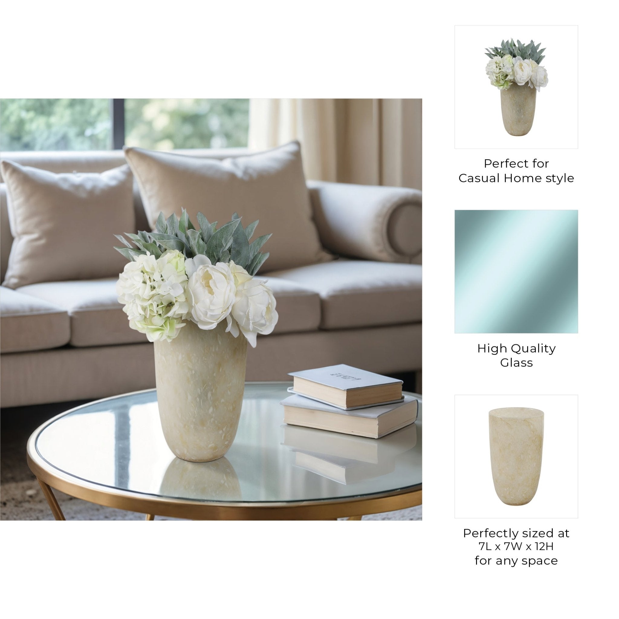 ADDIS&DURBAN GREEN/CREAM GLASS VASE Vases and Jars| Sagebrook Home