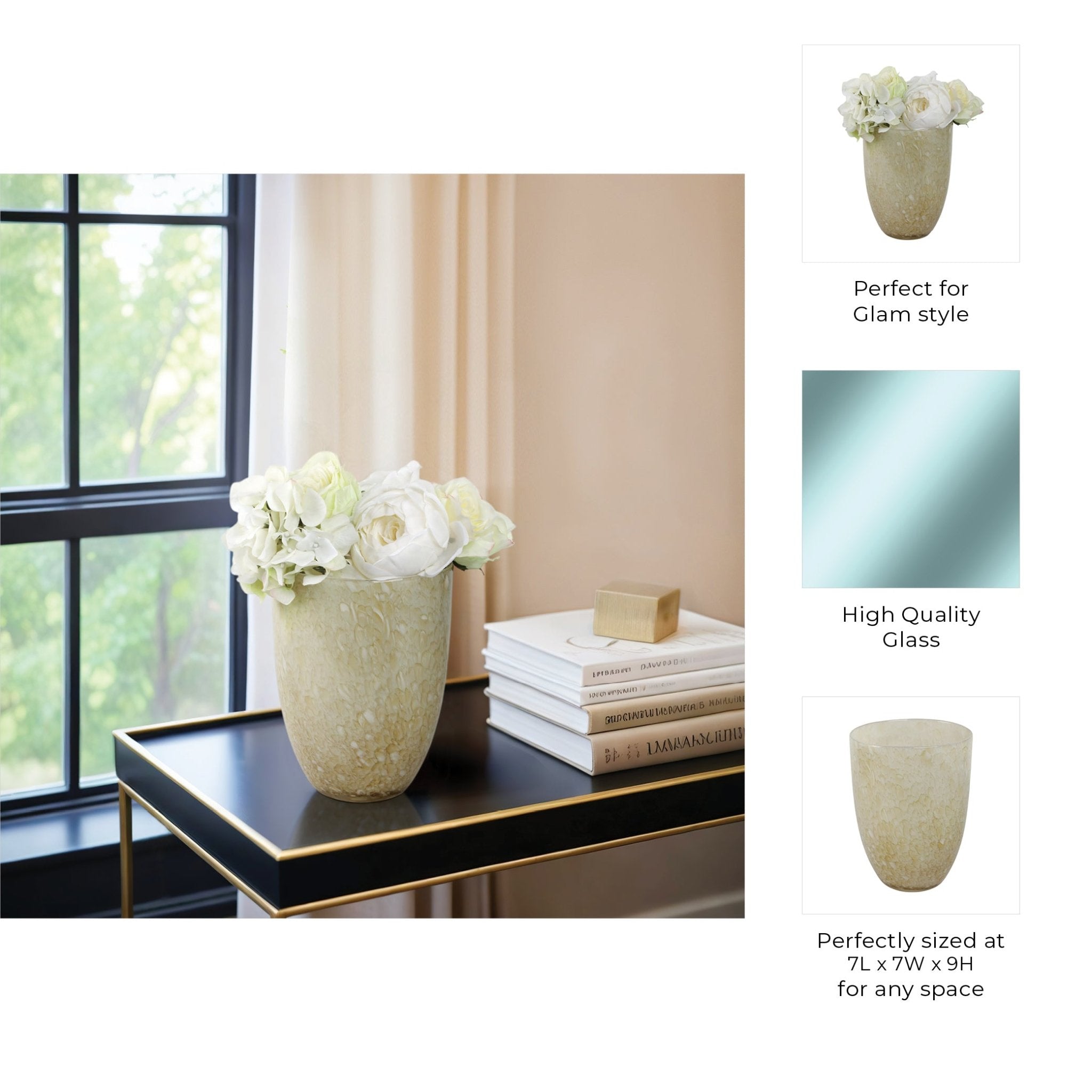 ADDIS&DURBAN GREEN/CREAM GLASS VASE Vases and Jars| Sagebrook Home