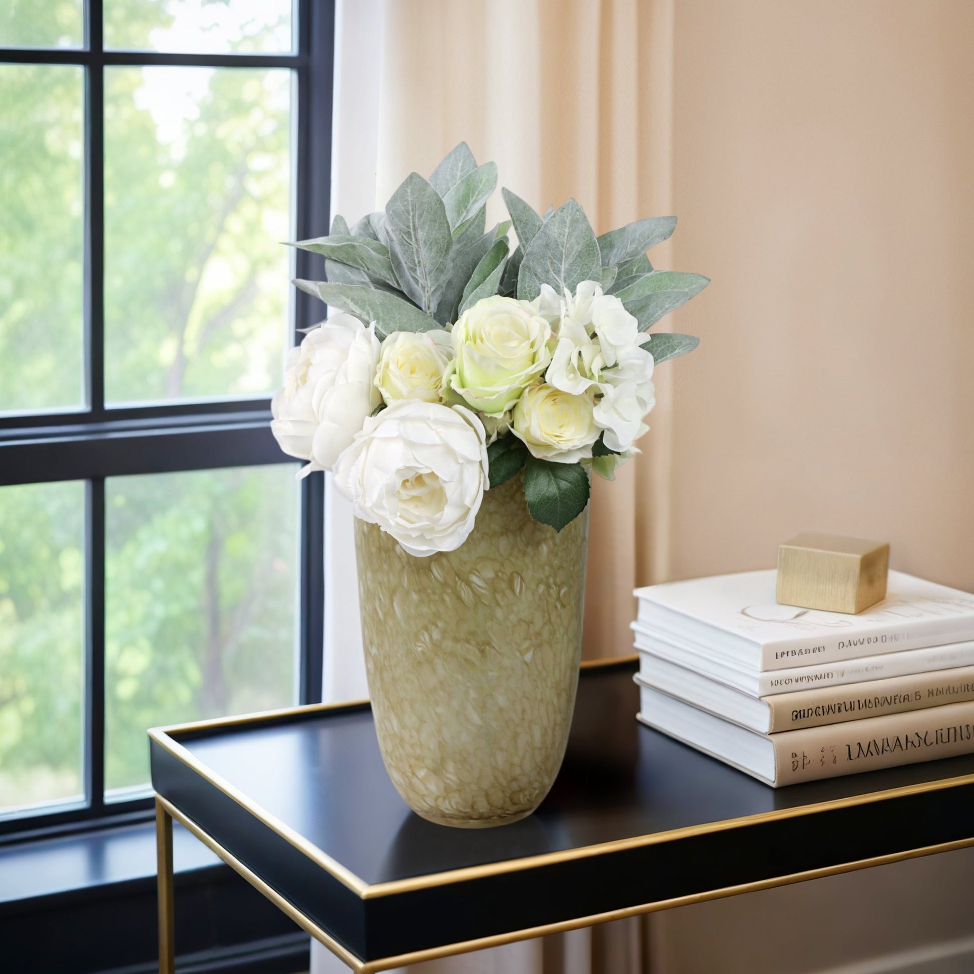 ADDIS&DURBAN GREEN/CREAM GLASS VASE Vases and Jars| Sagebrook Home