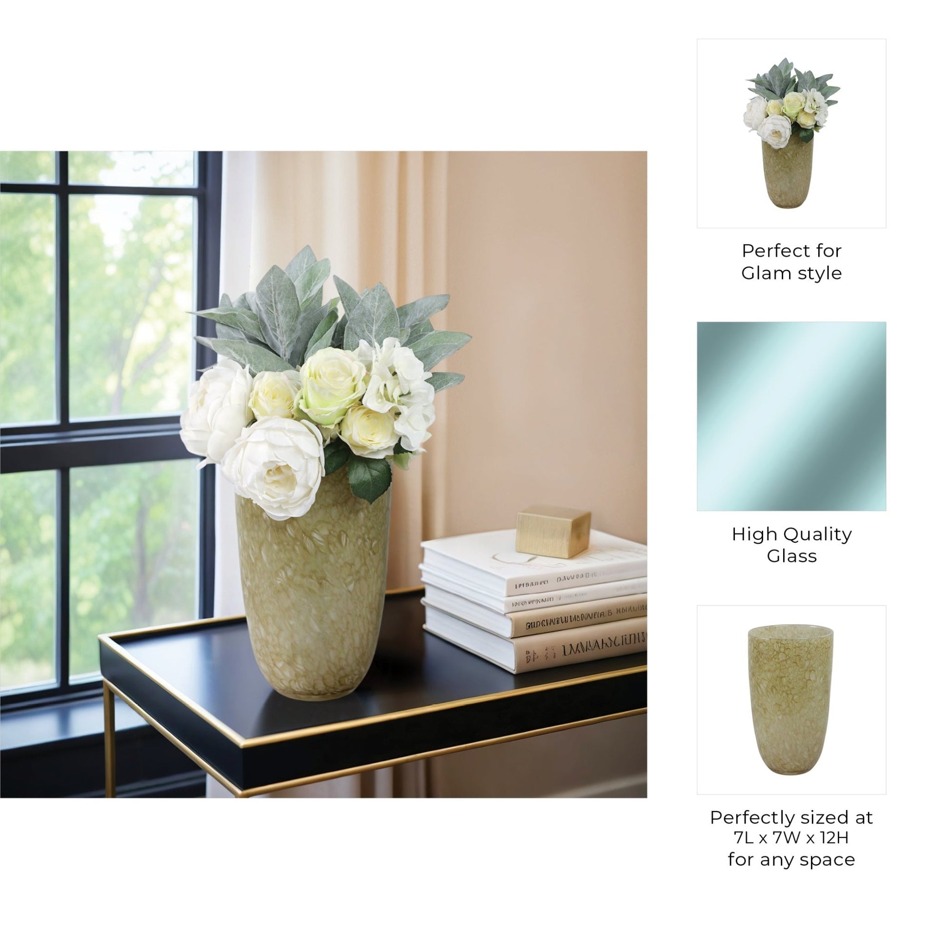 ADDIS&DURBAN GREEN/CREAM GLASS VASE Vases and Jars| Sagebrook Home