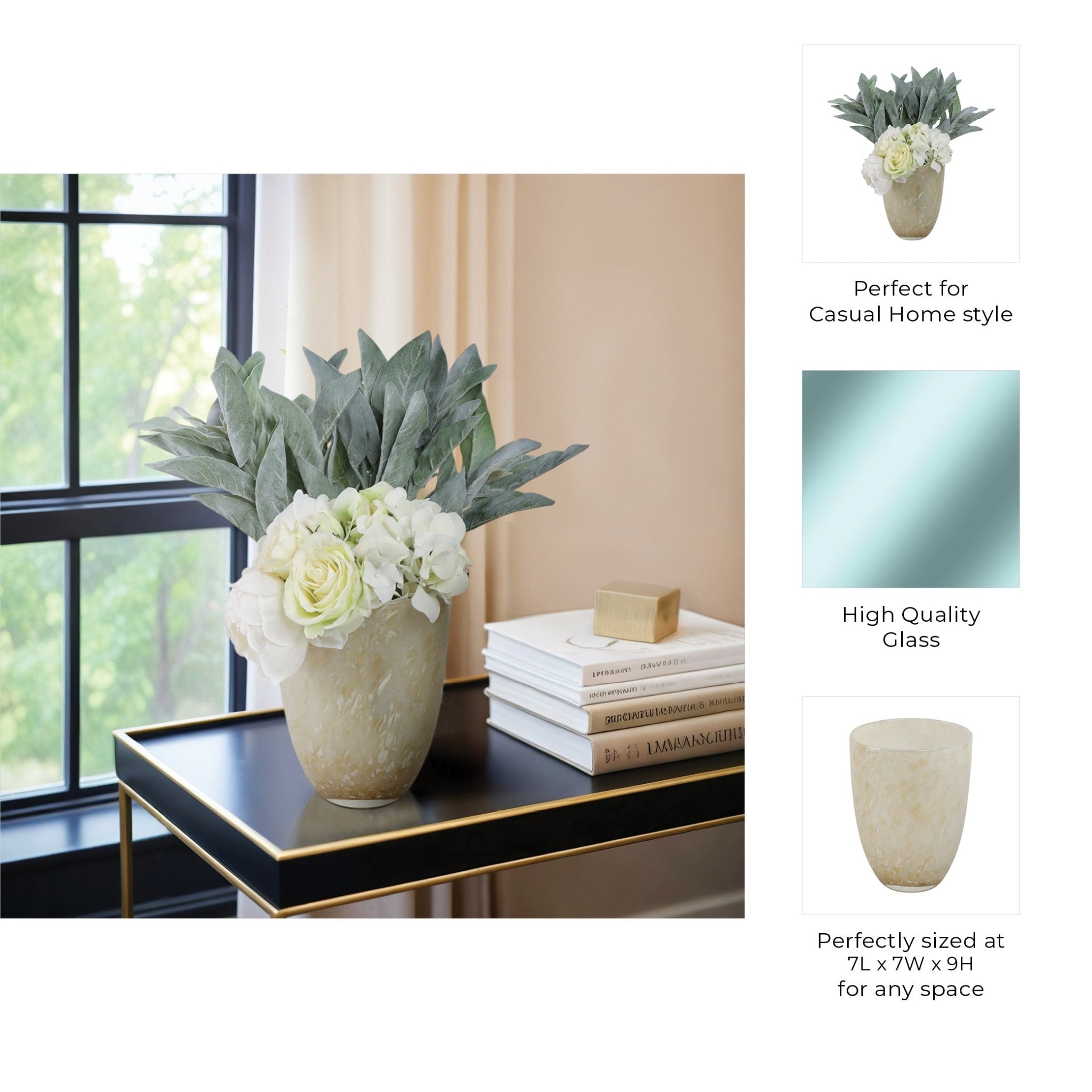 ADDIS&DURBAN GREEN/CREAM GLASS VASE Vases and Jars| Sagebrook Home
