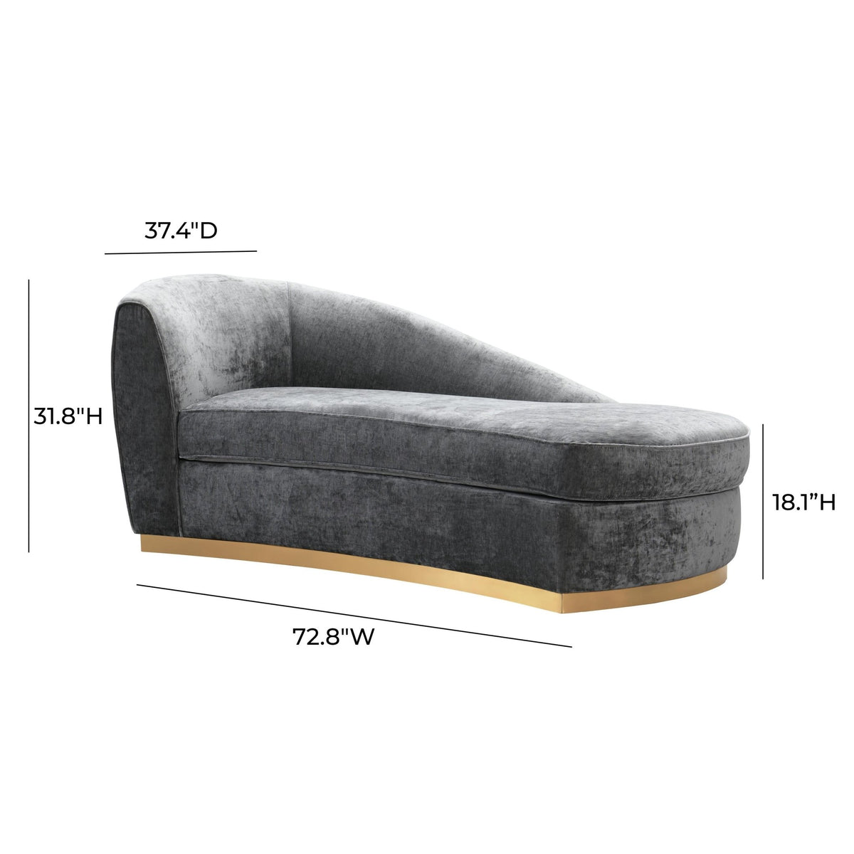Adele Slub Grey Velvet Chaise Chaises| TOV