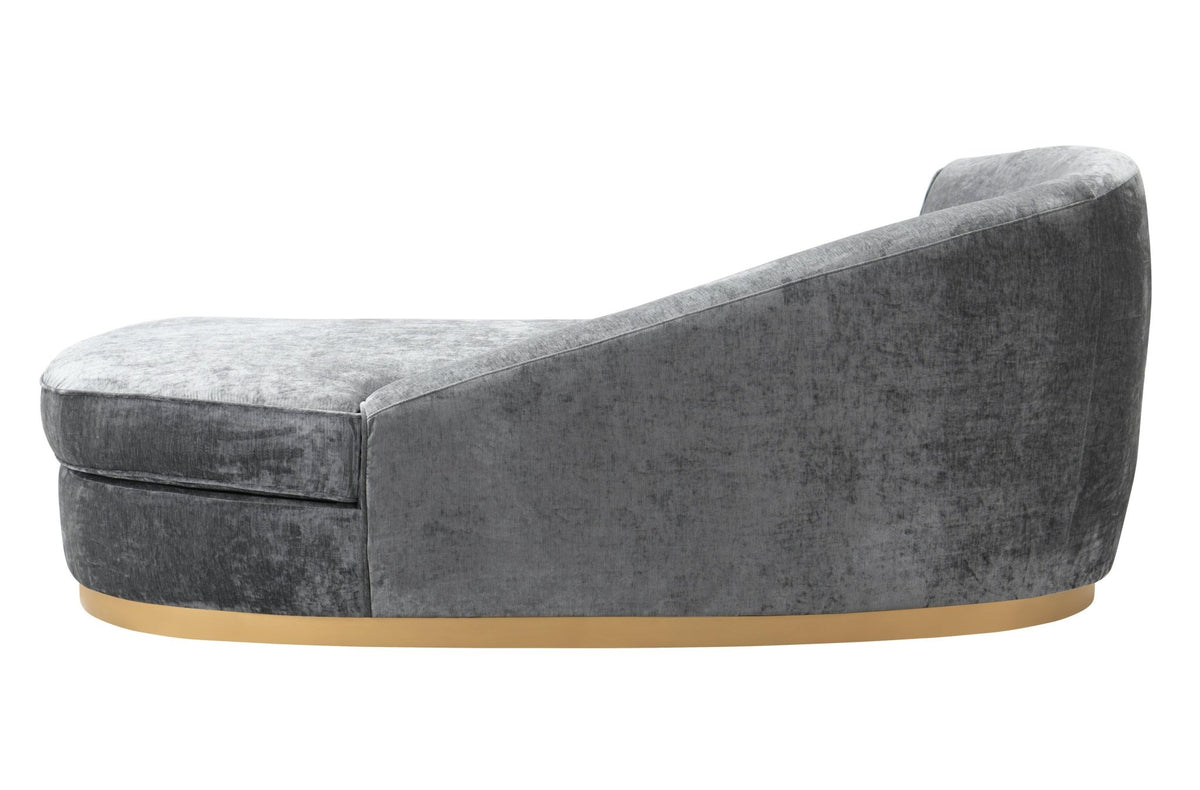 Adele Slub Grey Velvet Chaise Chaises| TOV