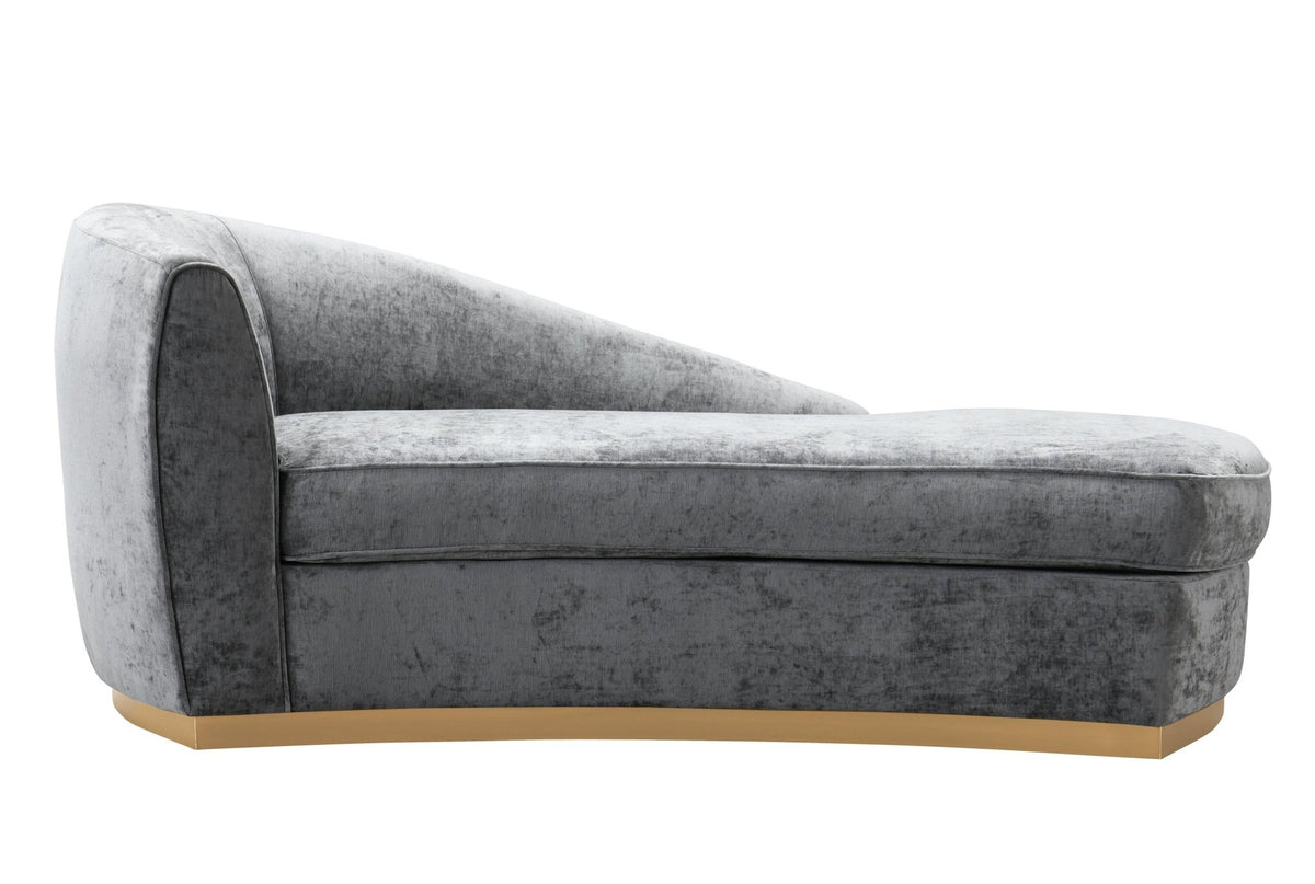 Adele Slub Grey Velvet Chaise Chaises| TOV