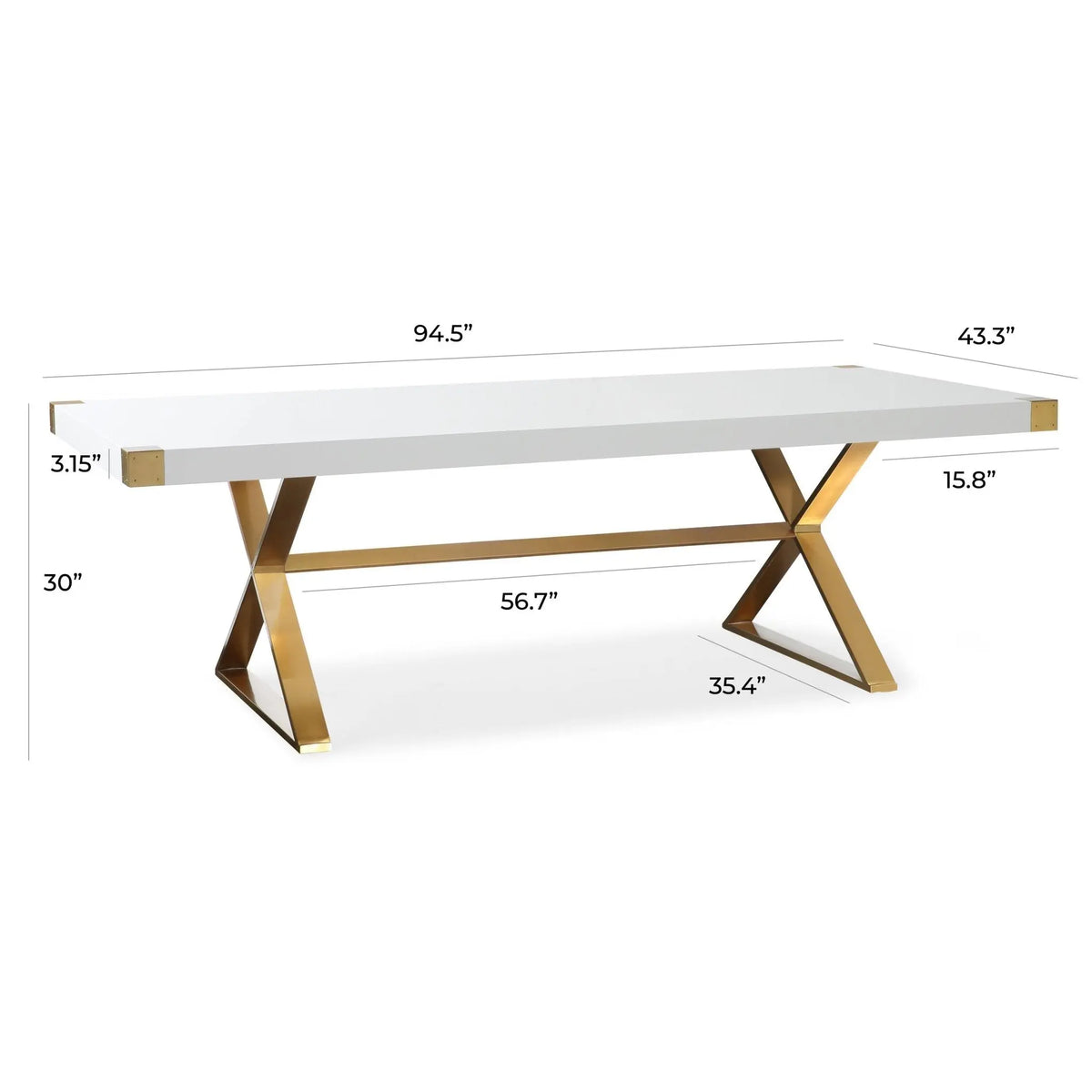 Adeline White Lacquer Dining Table Dining Tables| TOV