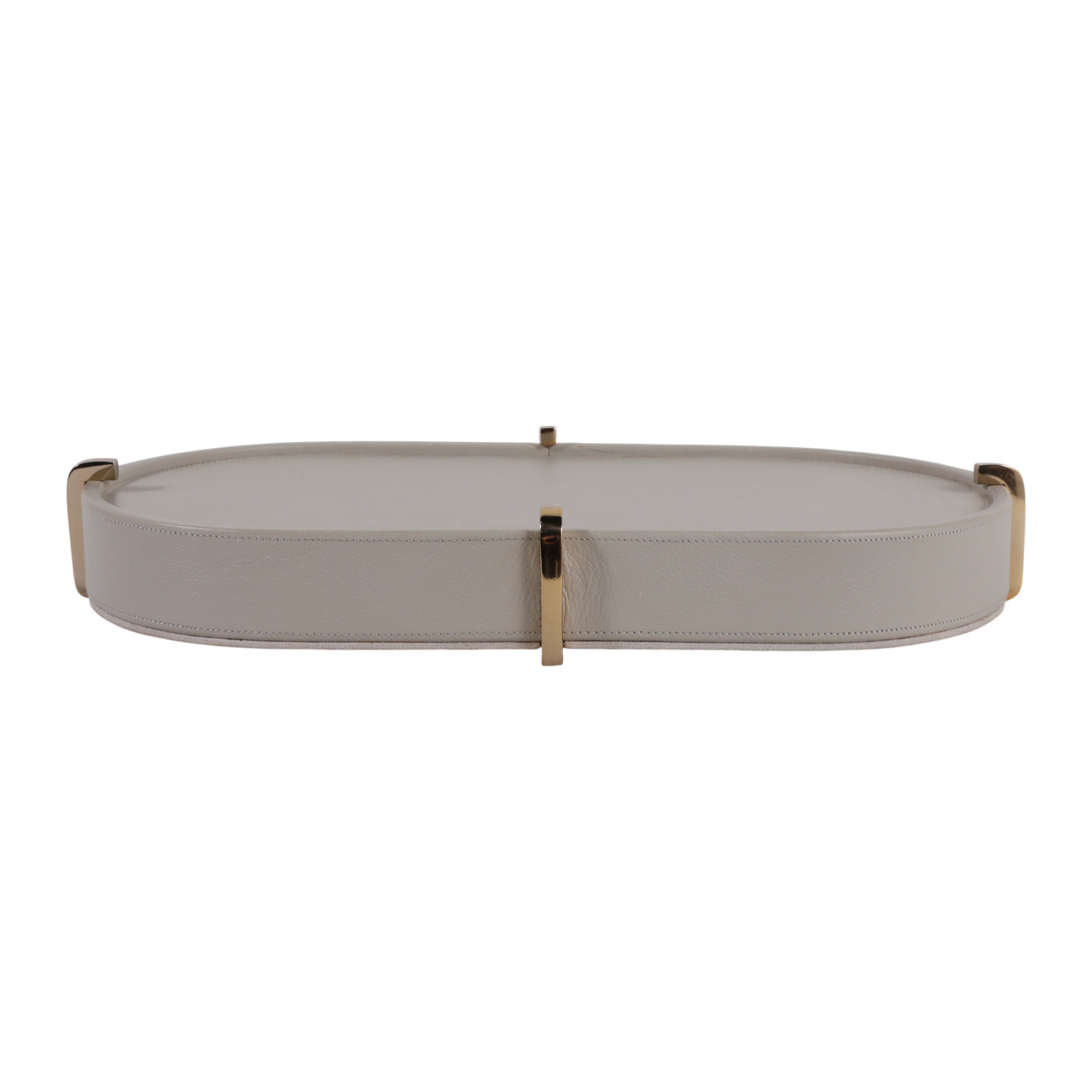16" HAMDEN TAUPE LEATHER TRAY