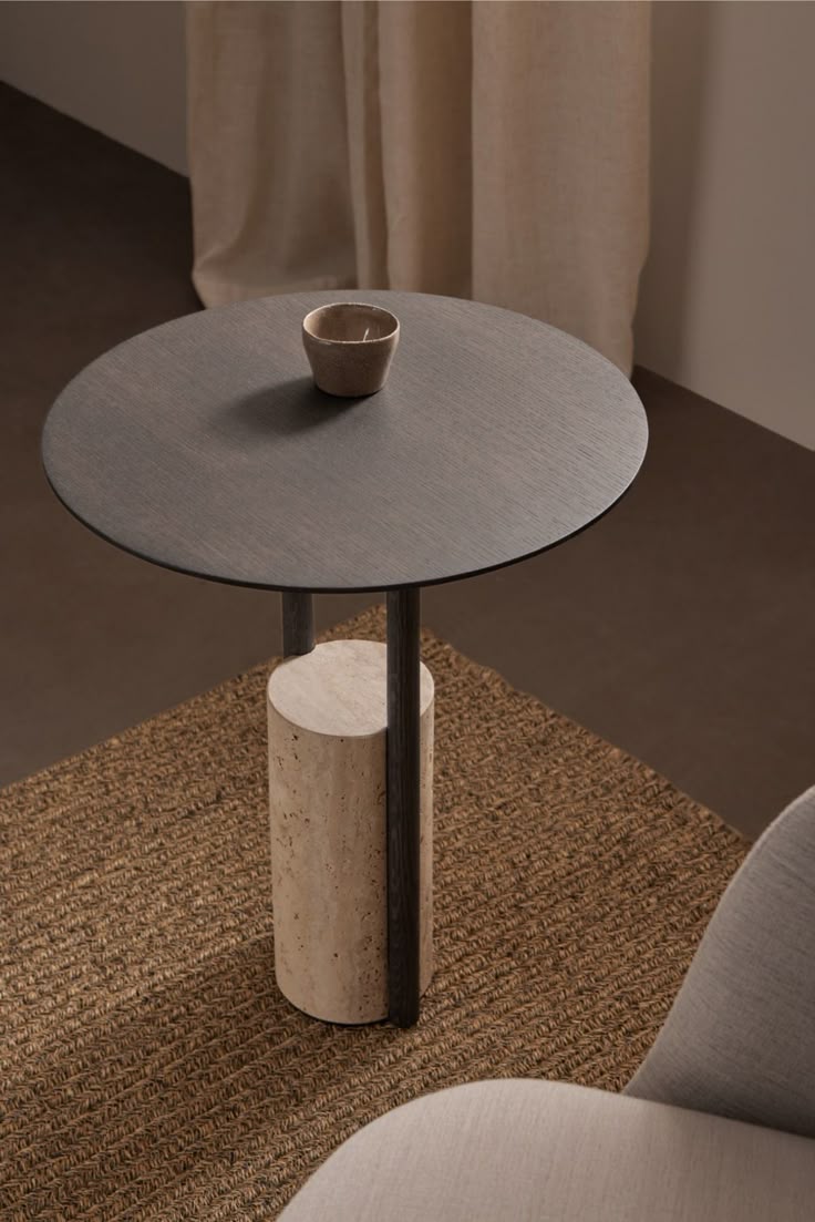 Royal | Enigma Enclave Side Table - Beige & Black - 40×40×55 cm