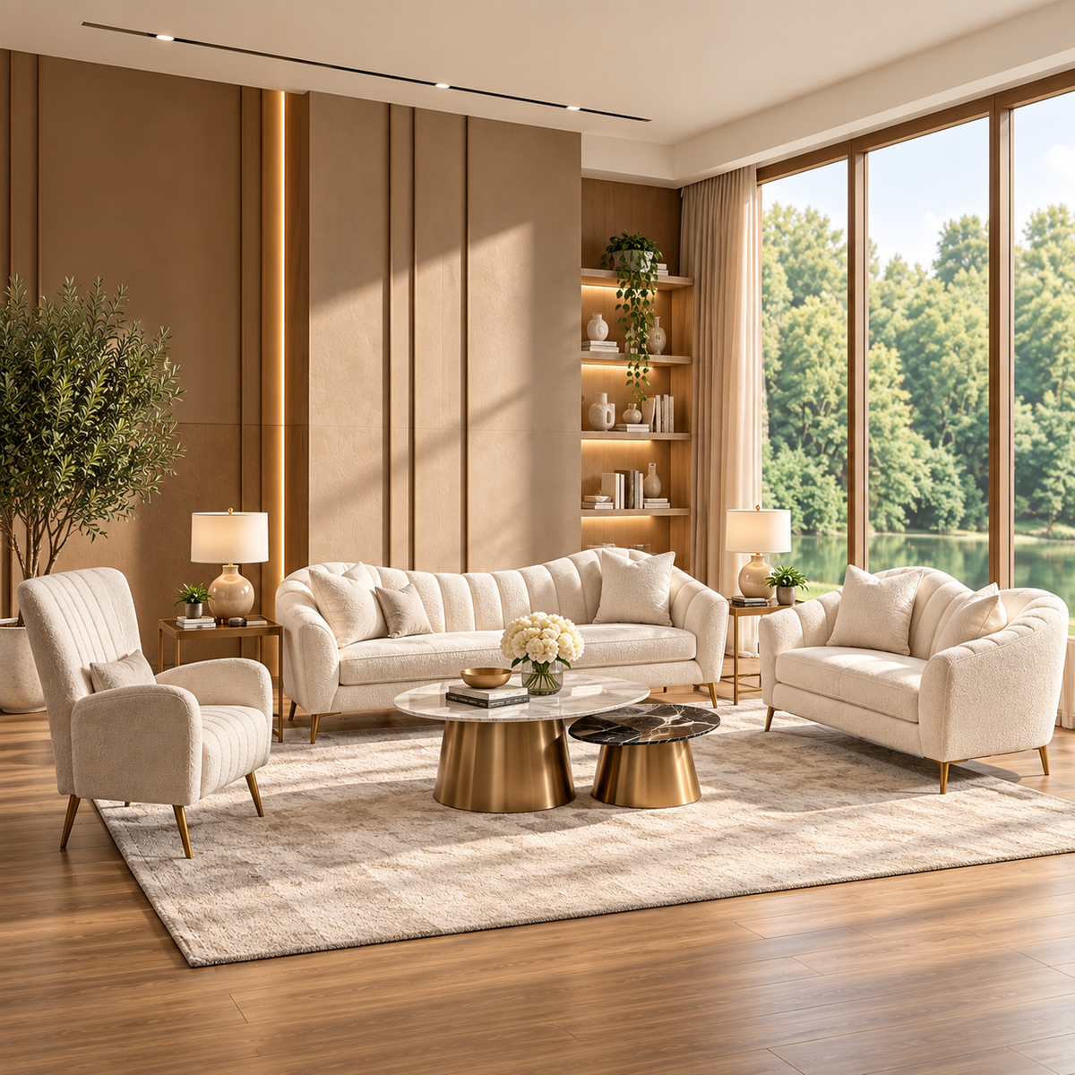 Luca Ivory Sofa Set