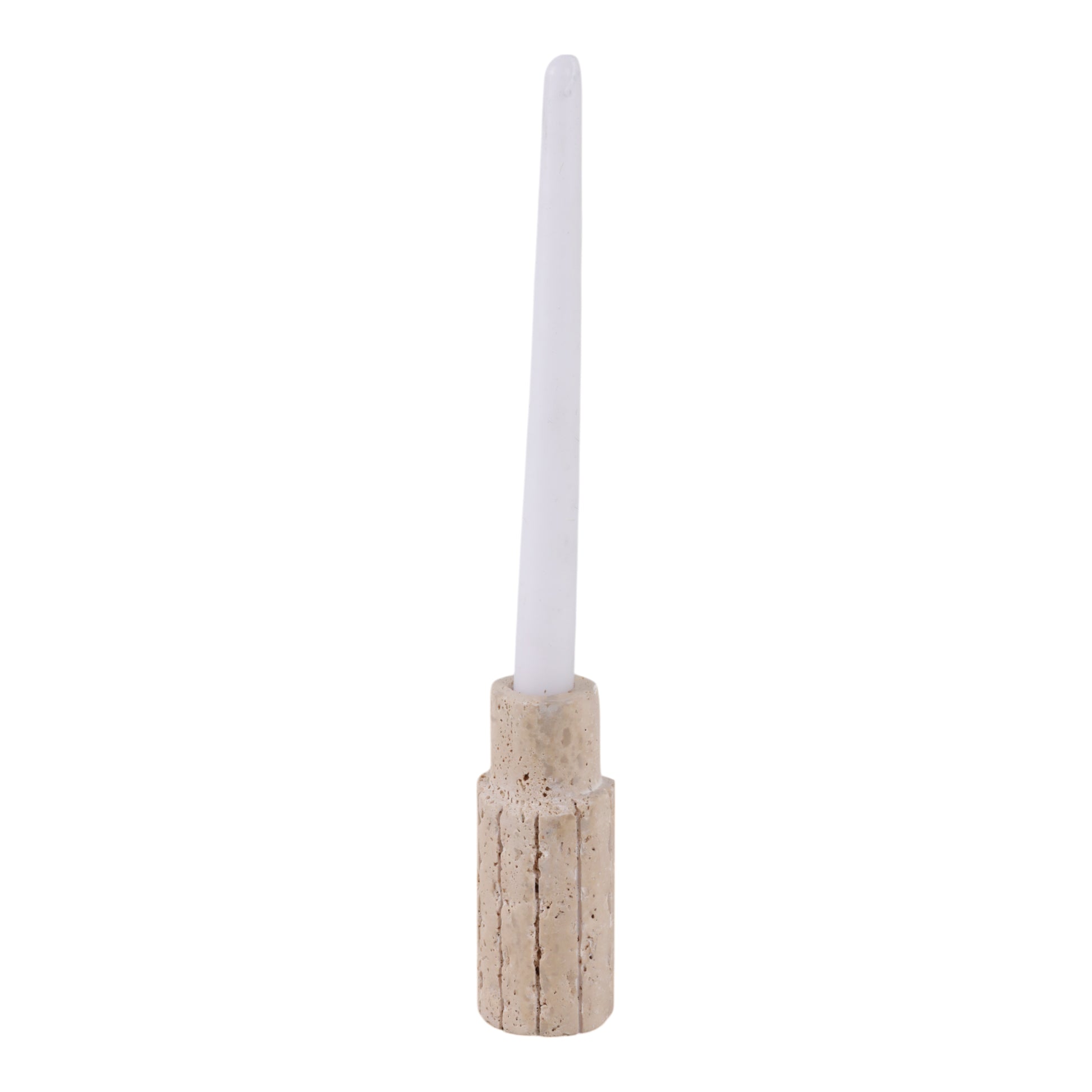 5X2" RAW EDGE TRAVERTINE TAPER HOLDER, TAN Candle Holders| Sagebrook Home