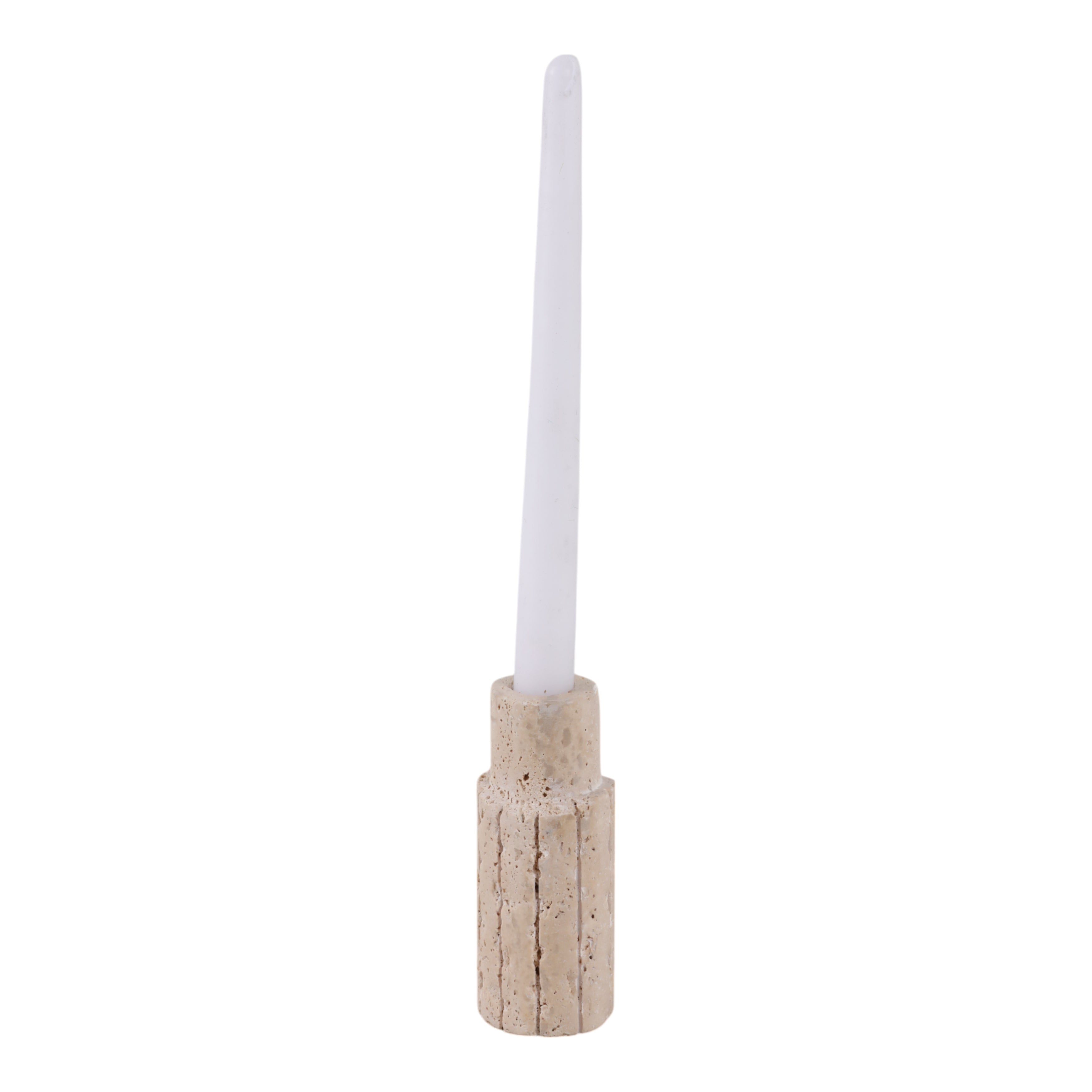 5X2" RAW EDGE TRAVERTINE TAPER HOLDER, TAN Candle Holders| Sagebrook Home