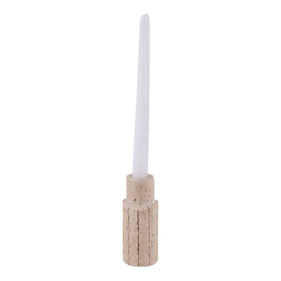حامل المستدق الجيري الخام بحواف غير مكتملة بأبعاد 5X2 بوصة، لون بيج 5X2 RAW EDGE TRAVERTINE TAPER HOLDER, TAN