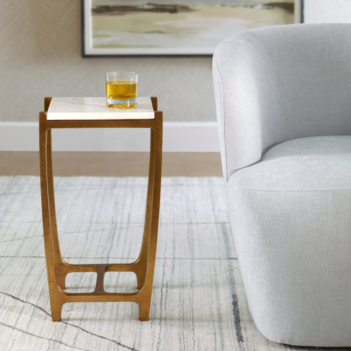 Affinity White Marble Accent Table Accent & End Tables| Uttermost