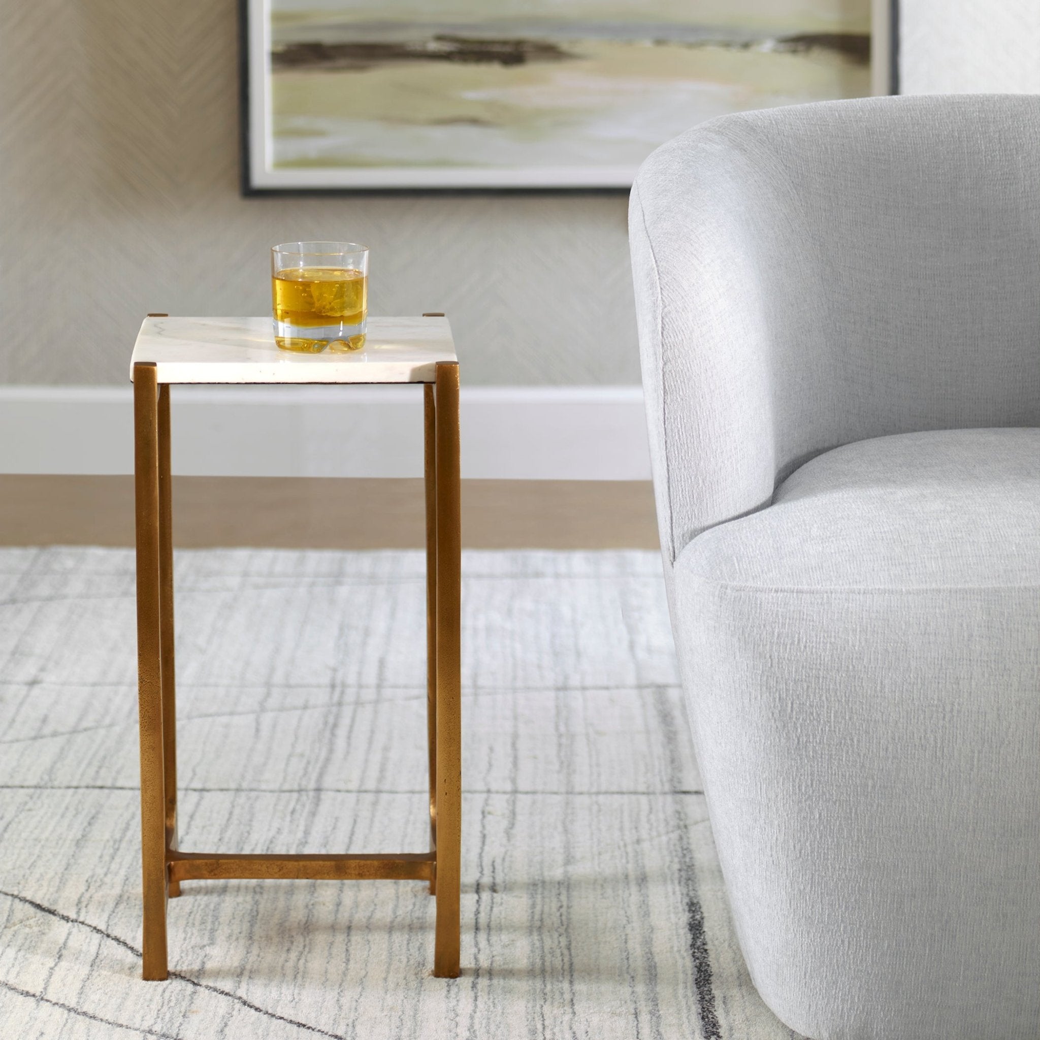 Affinity White Marble Accent Table Accent & End Tables| Uttermost