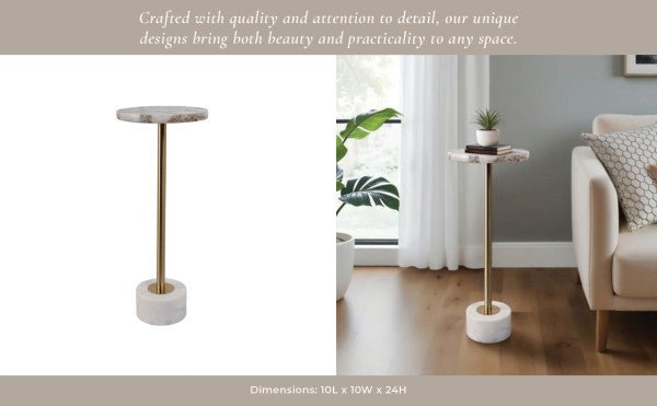 AGA TE MARBLE AND MS GOLD EPL DRINK TABLE Accent & End Tables| Sagebrook Home