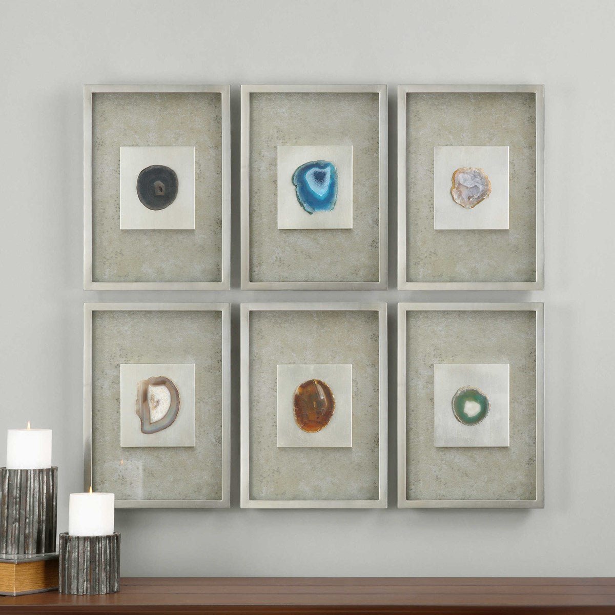 Agate Stone Silver Shadow Box, S/6 Paintings & Pictures| Uttermost