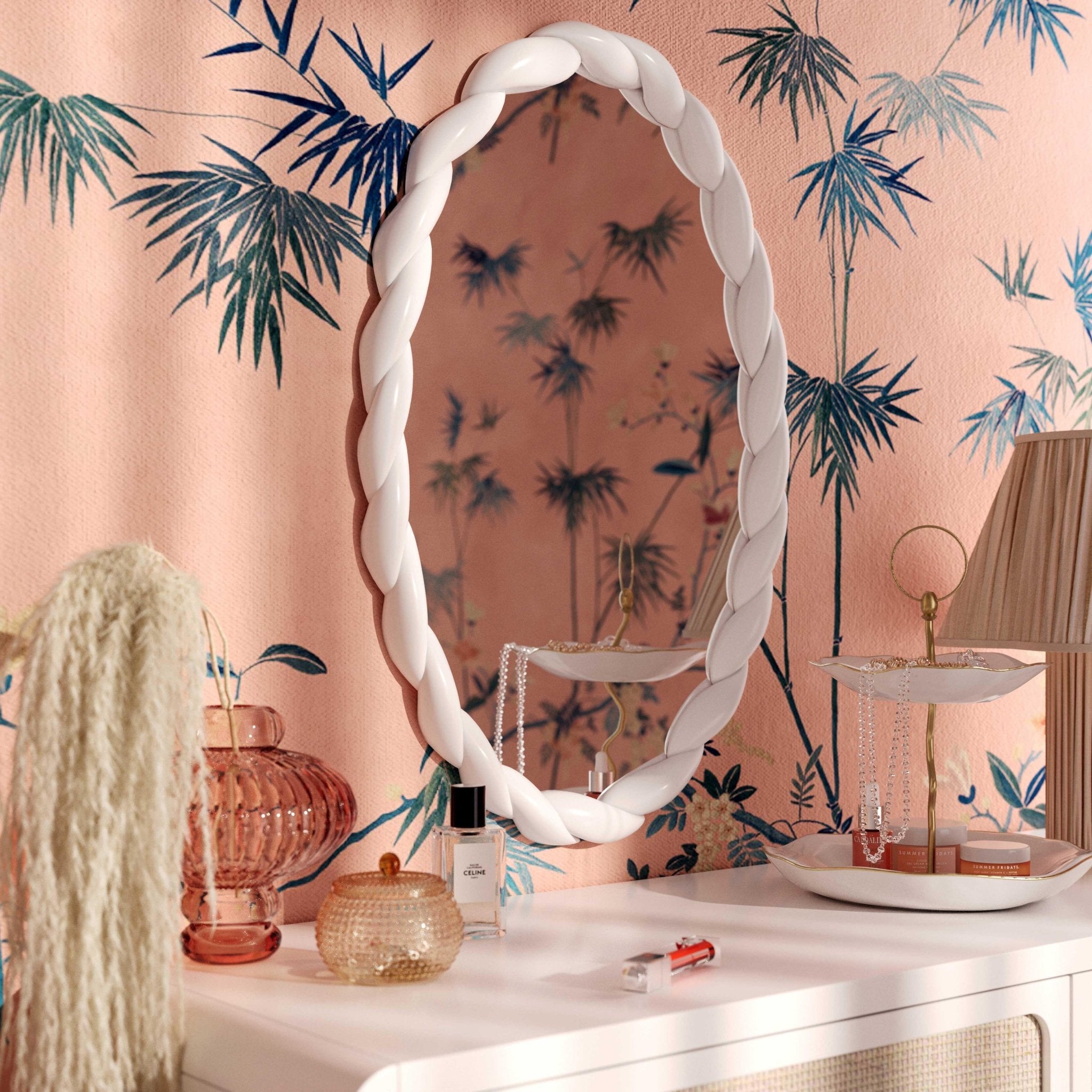 Agnes Cream Oval Mirror Mirrors| TOV